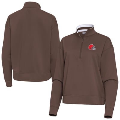Cleveland Browns Antigua Women's Goddess Quarter-Zip Pullover - Brown