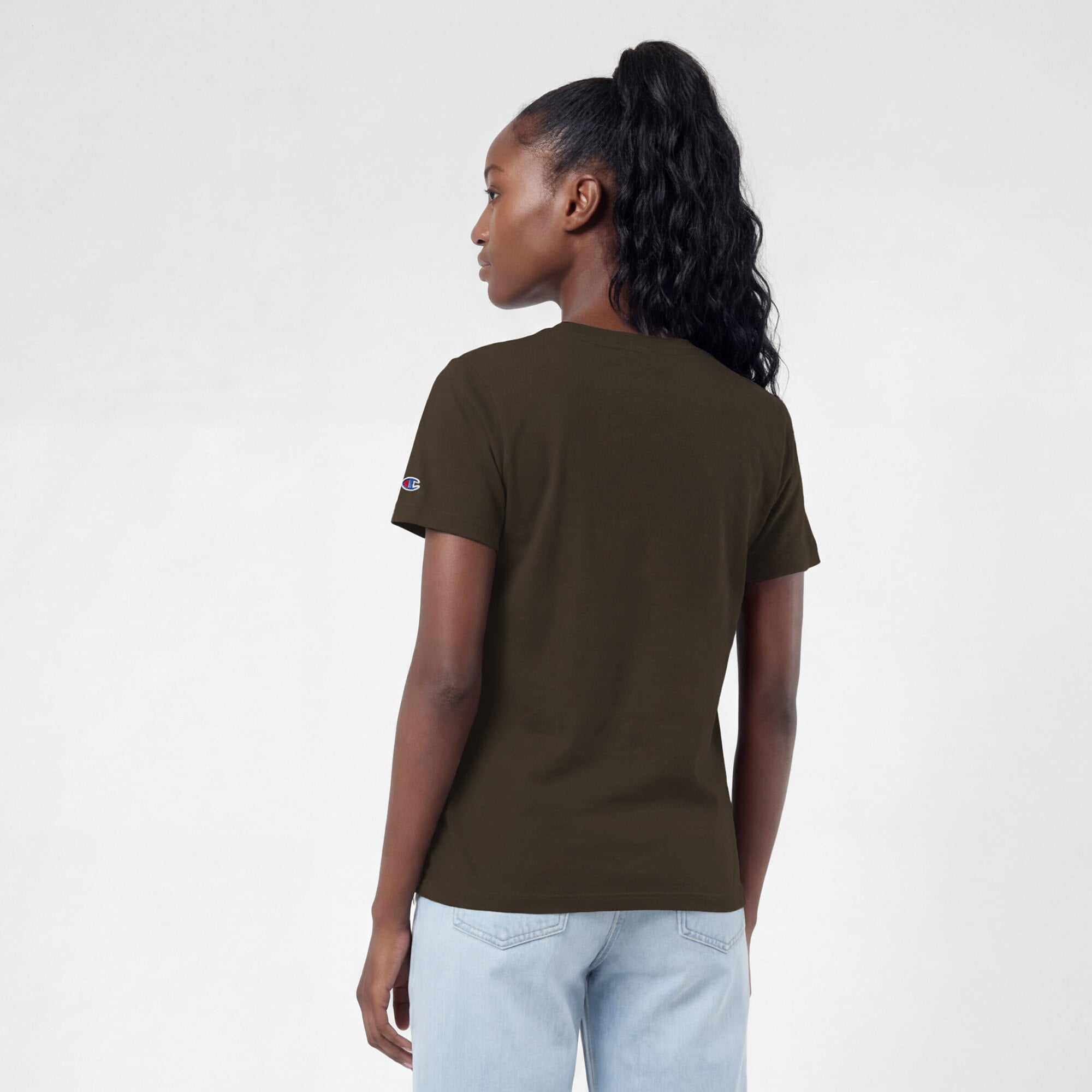 T-shirt Champion Brown Cleveland Browns pour femmes avec logo arqué