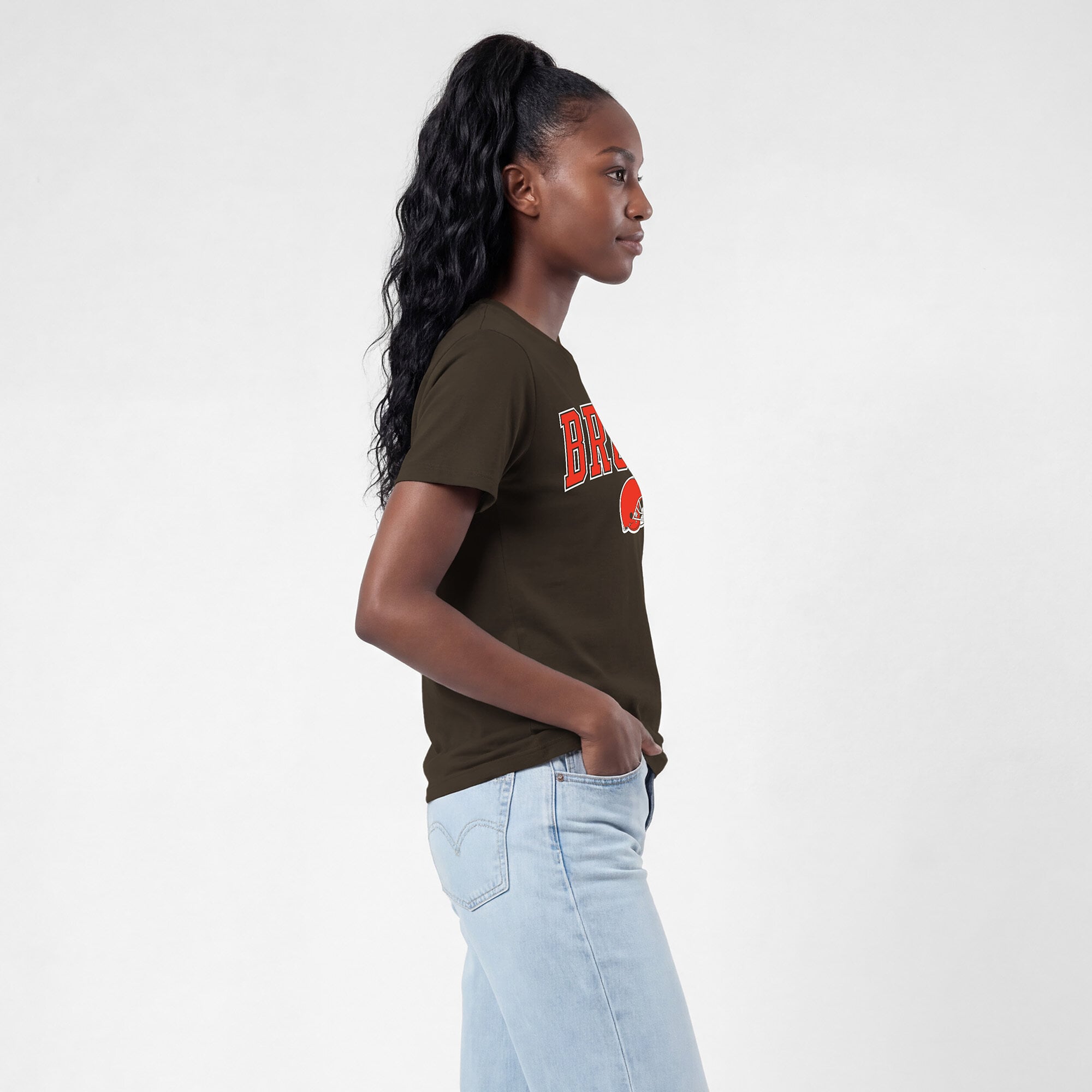 T-shirt Champion Brown Cleveland Browns pour femmes avec logo arqué
