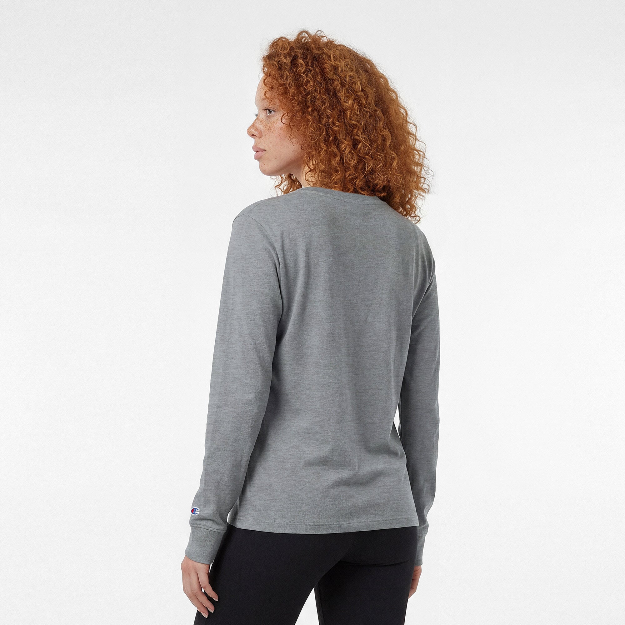 Women's Champion Gray Cleveland Browns Core Logo Long Sleeve T-Shirt