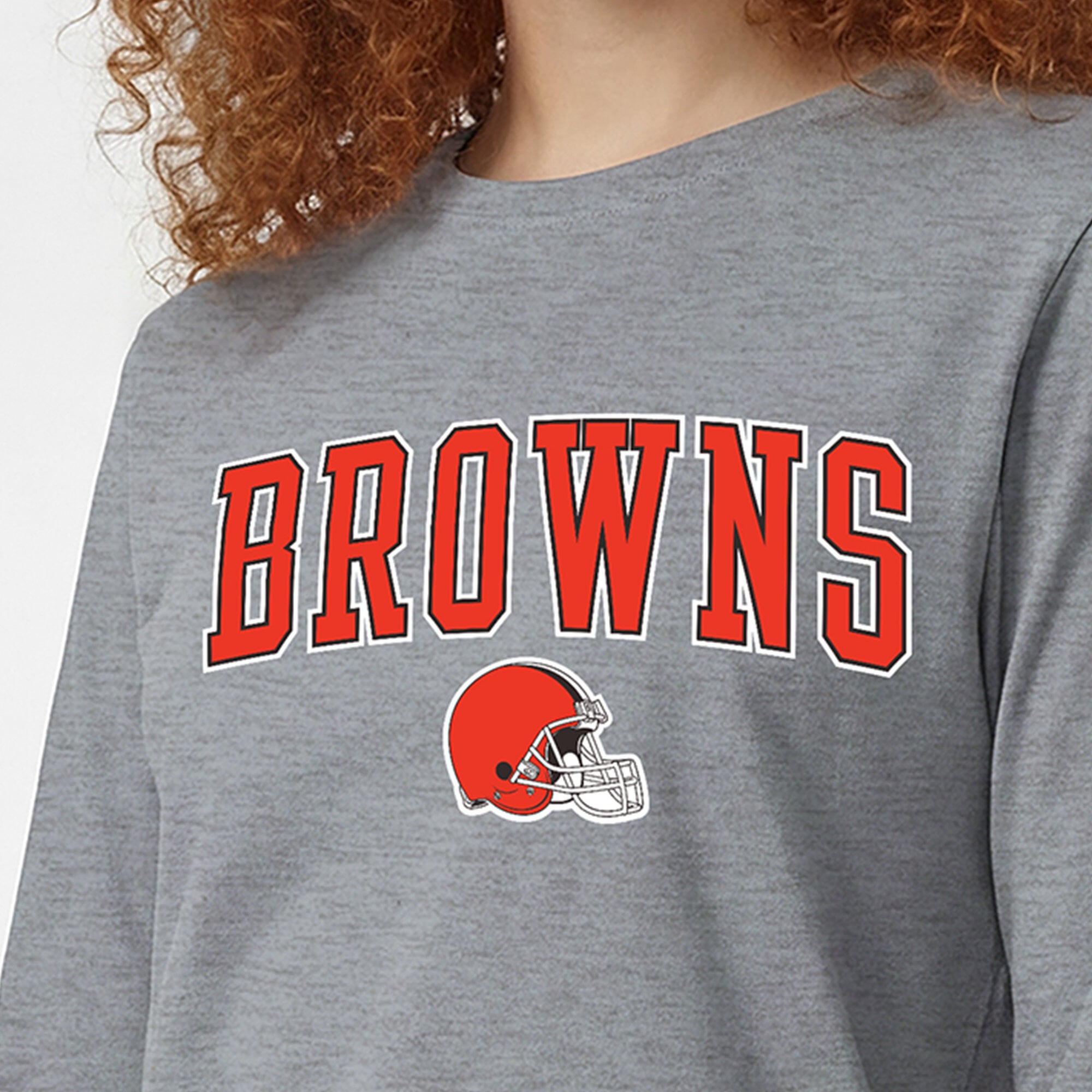 Women's Champion Gray Cleveland Browns Core Logo Long Sleeve T-Shirt