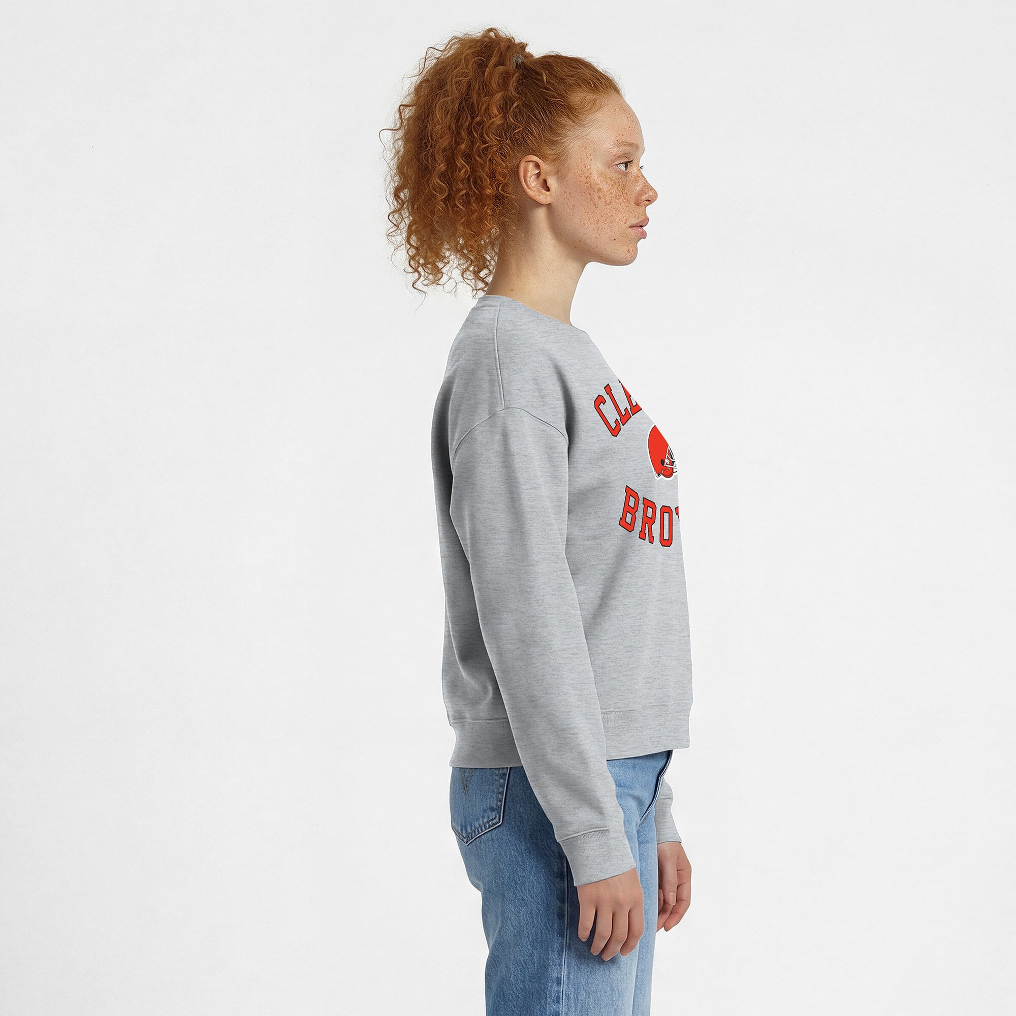 Women's Champion Heather Gray Cleveland Browns Heart & Soul Powerblend Sweatshirt
