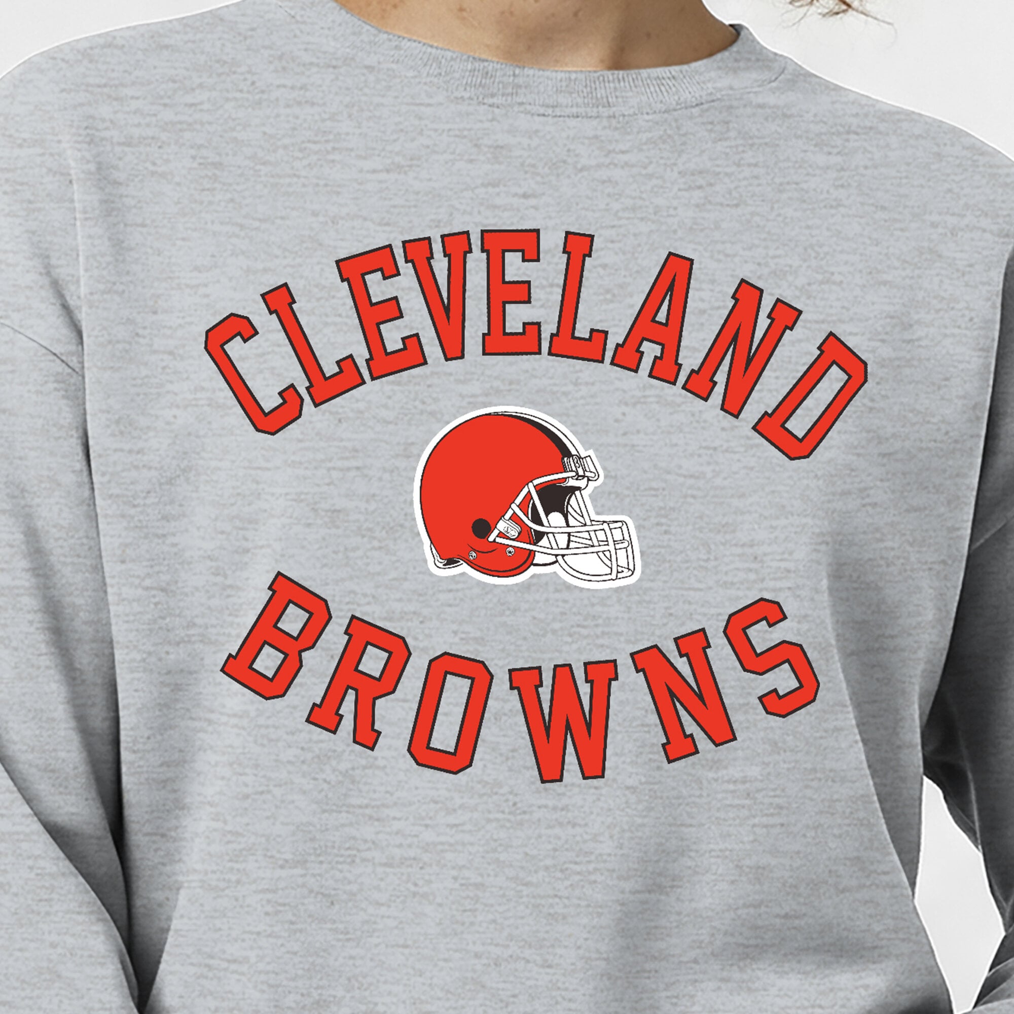 Women's Champion Heather Gray Cleveland Browns Heart & Soul Powerblend Sweatshirt