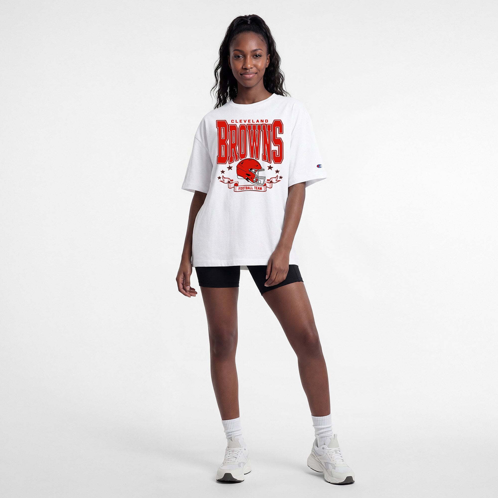 T-shirt oversize blanc Champion Cleveland Browns pour femmes