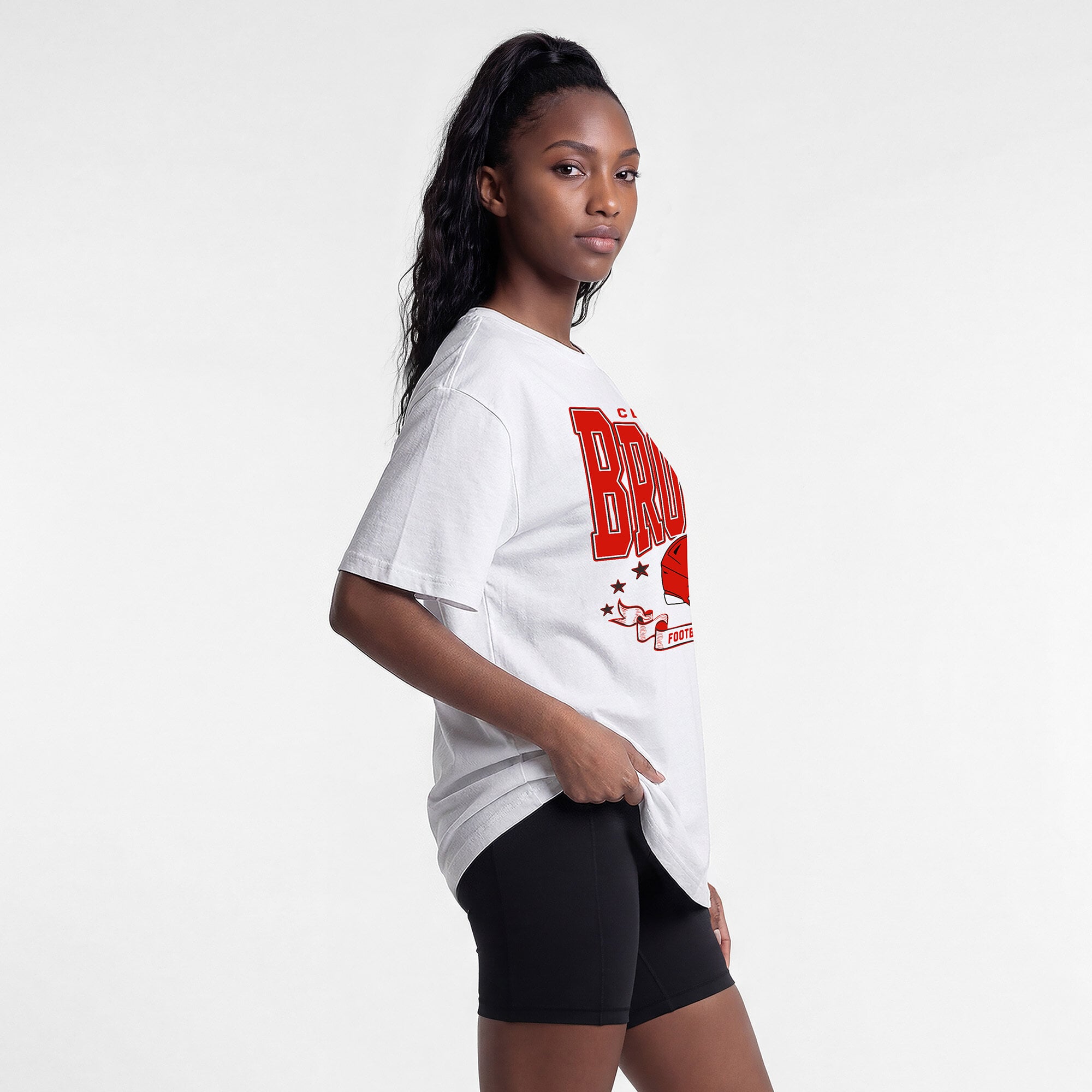 T-shirt oversize blanc Champion Cleveland Browns pour femmes