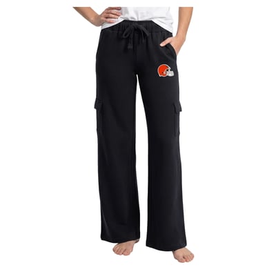 Cleveland Browns Concepts Sport Women's Truett Wide-Leg Cargo Fleece Pants - Black