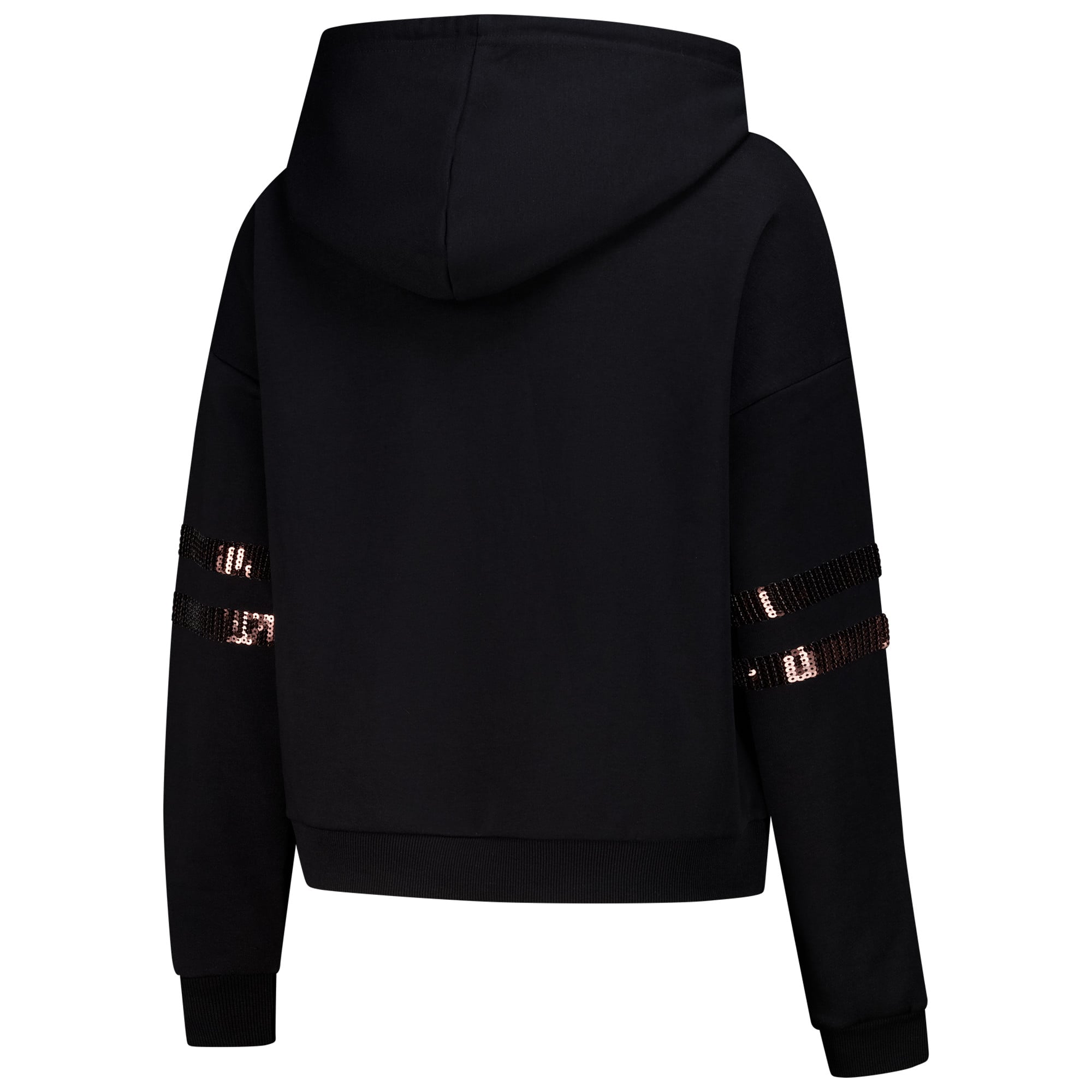 Sweat à capuche court sequins noirs FABGATING by Cuce pour femme, aux couleurs des Cleveland Browns.