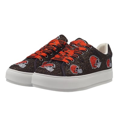 Cleveland Browns FABGATING by Cuce Women's Crystal Team Logo Sneakers - Brown