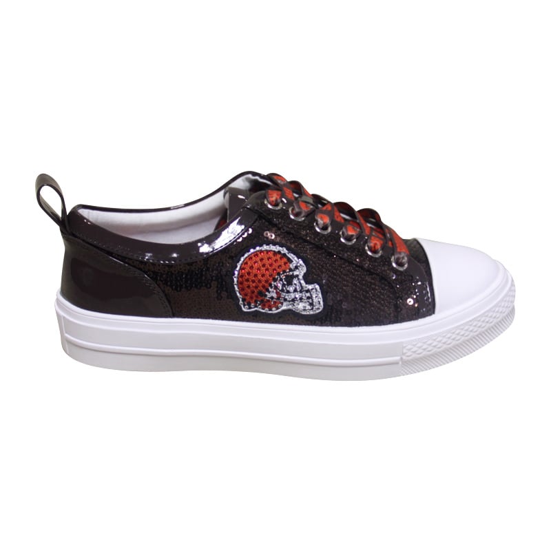 Baskets à sequins FABGATING pour femmes par Cuce Brown, aux couleurs des Cleveland Browns
