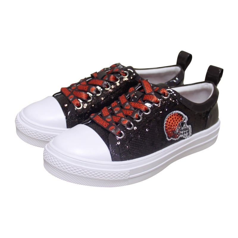 Baskets à sequins FABGATING pour femmes par Cuce Brown, aux couleurs des Cleveland Browns