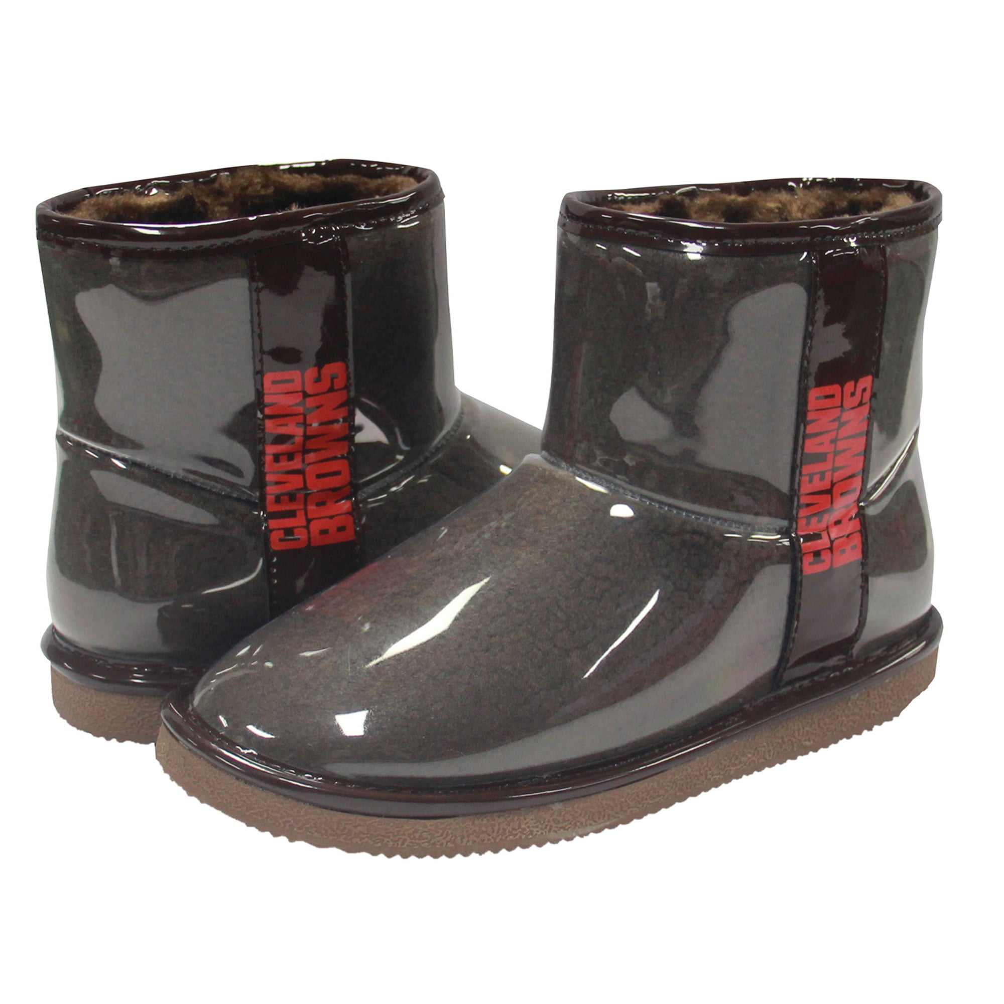 Bottes en fausse fourrure de mouton retournée résistantes à l'eau FABGATING by Cuce Brown Cleveland Browns pour femmes