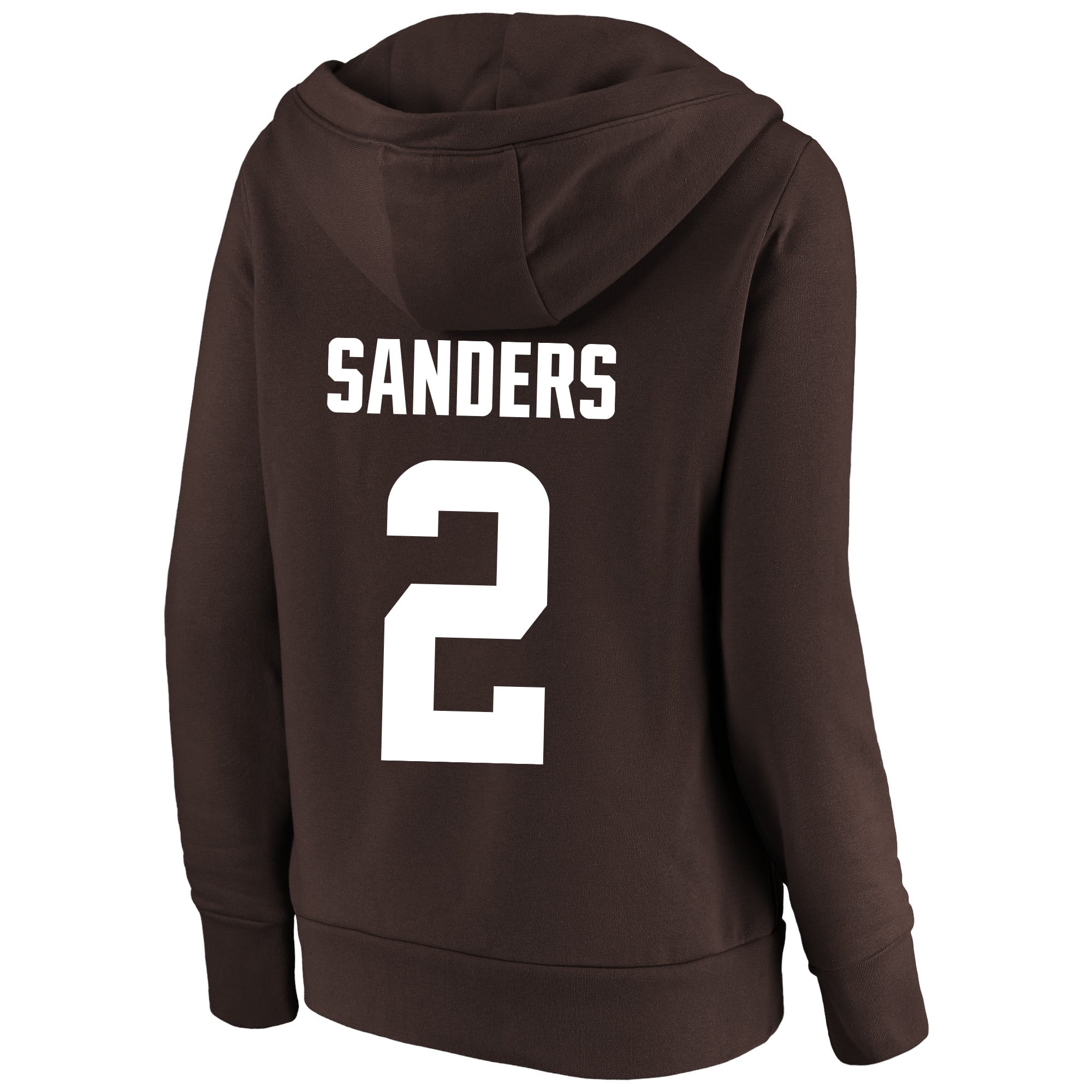 Women's Fanatics Shedeur Sanders Brown Cleveland Browns Plus Player Name & Number Notch Neck Hoodie