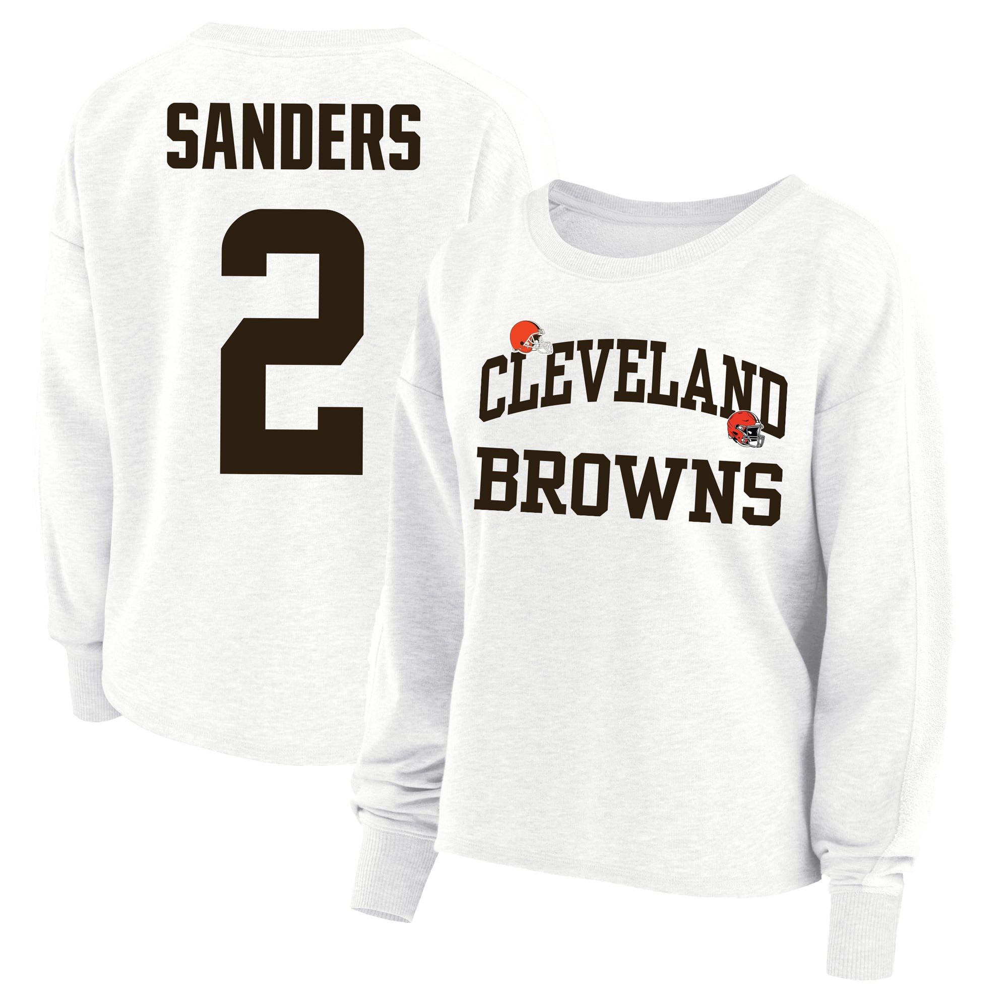 Sweat-shirt oversize grande taille pour femme Fanatics Shedeur Sanders blanc Cleveland Browns avec nom et numéro
