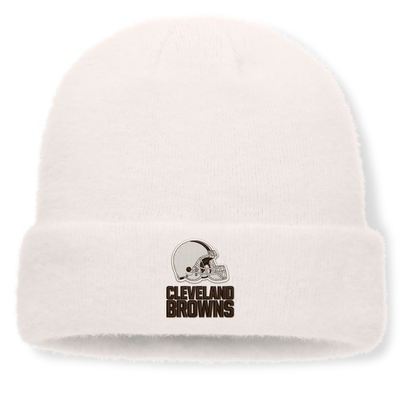 Cleveland Browns Fanatics Women's Puff Fuzzy Fleece Cuffed Knit Hat - White