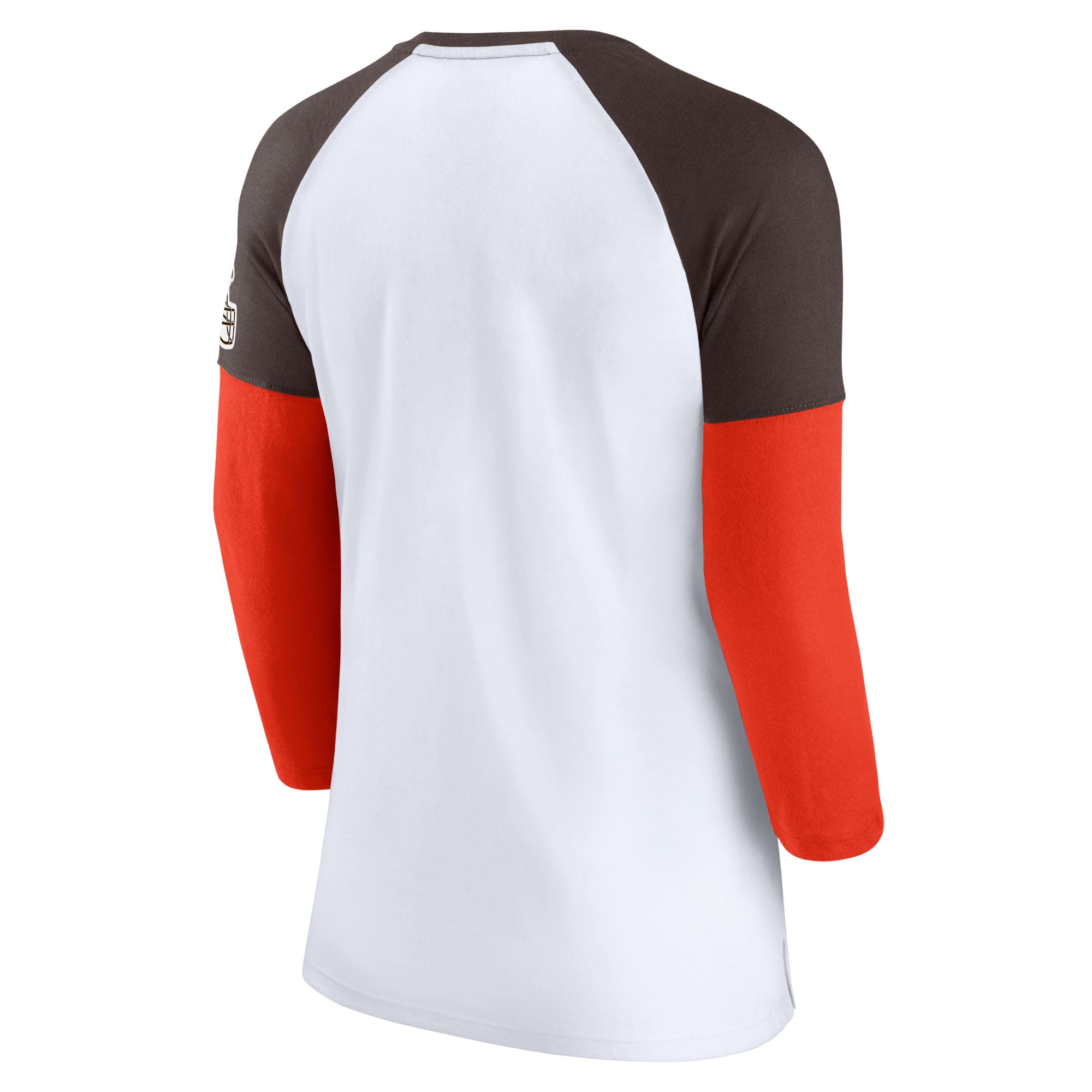 T-shirt emblématique à manches trois-quarts raglan color block Cleveland Browns Fanatics pour femmes blanc/marron