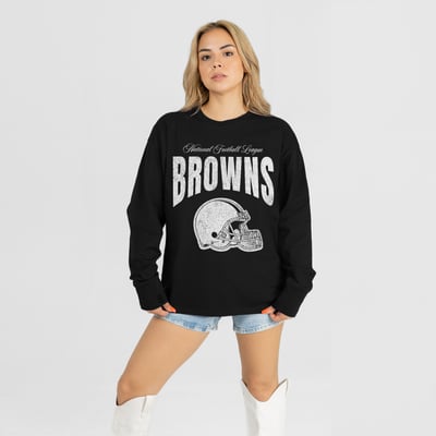 Cleveland Browns Gameday Couture Women's Bold Ambition Oversized Long Sleeve T-Shirt - Black