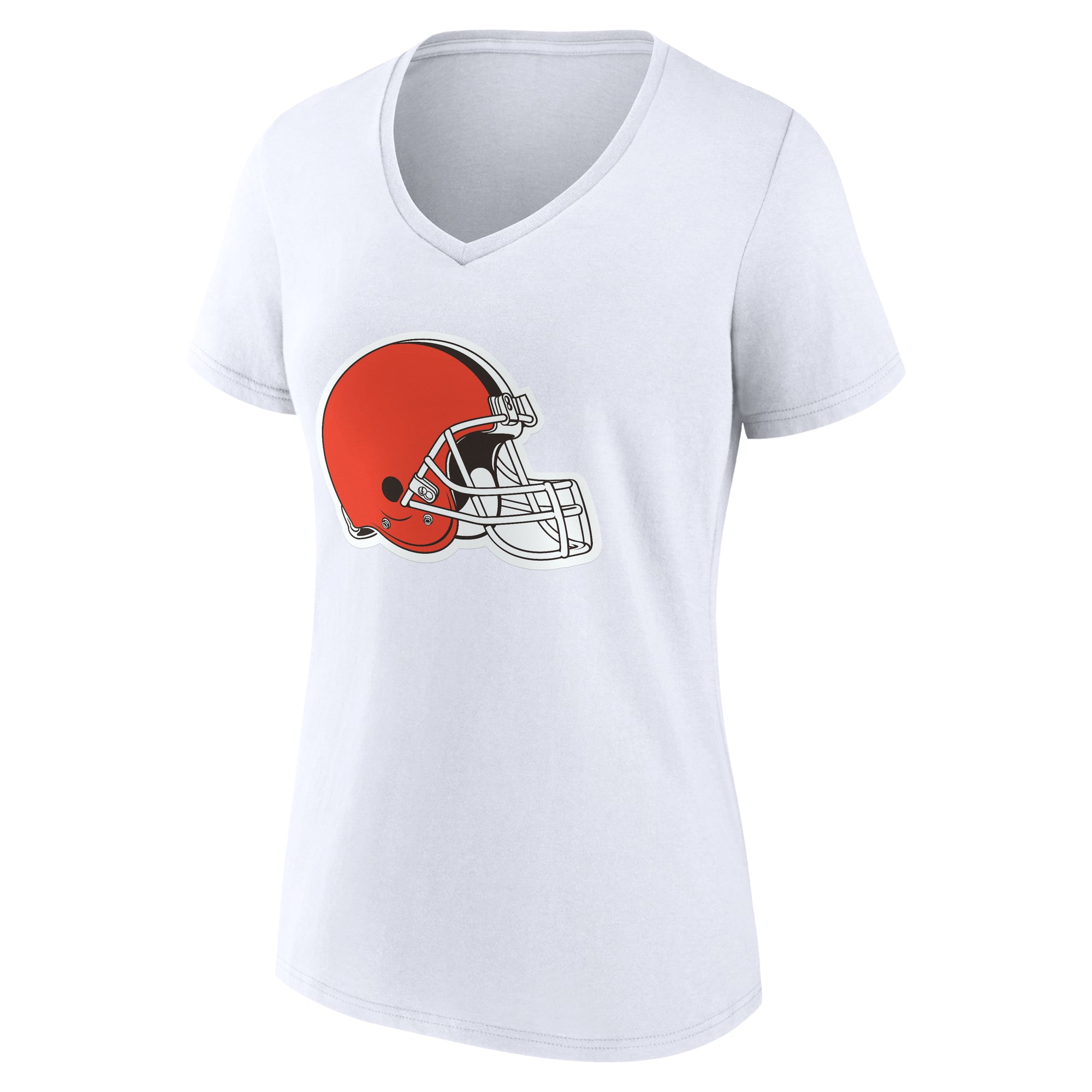 T-shirt à col en V blanc logo Cleveland Browns pour femme