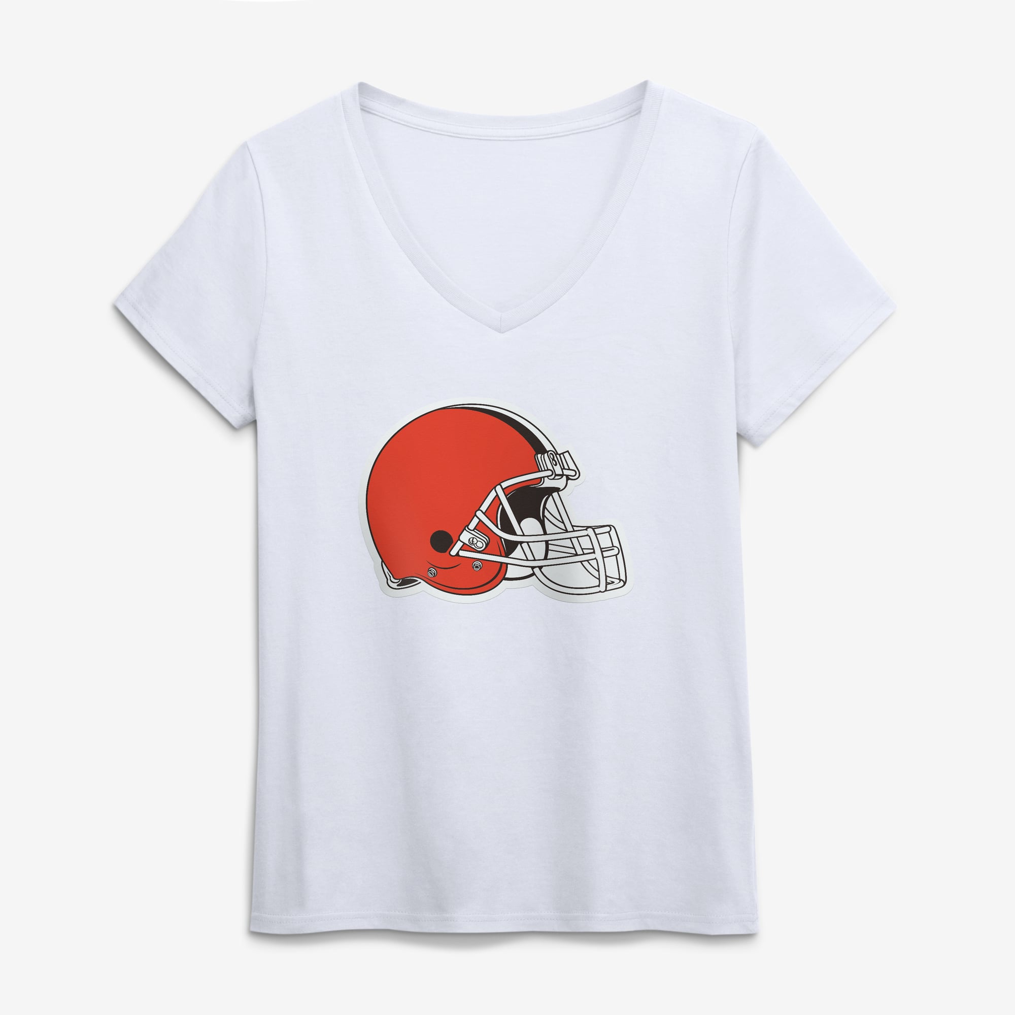 T-shirt à col en V blanc logo Cleveland Browns pour femme