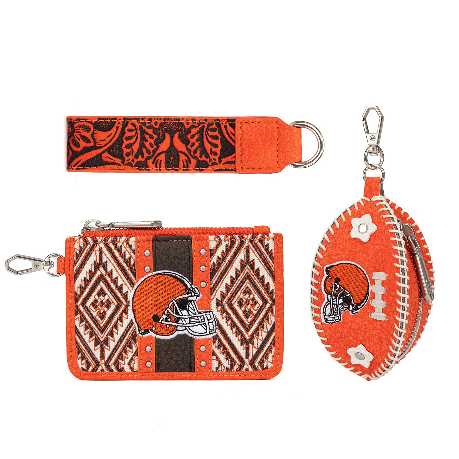 Portefeuille et bracelet porte-clés football Montana West Cleveland Browns pour femme