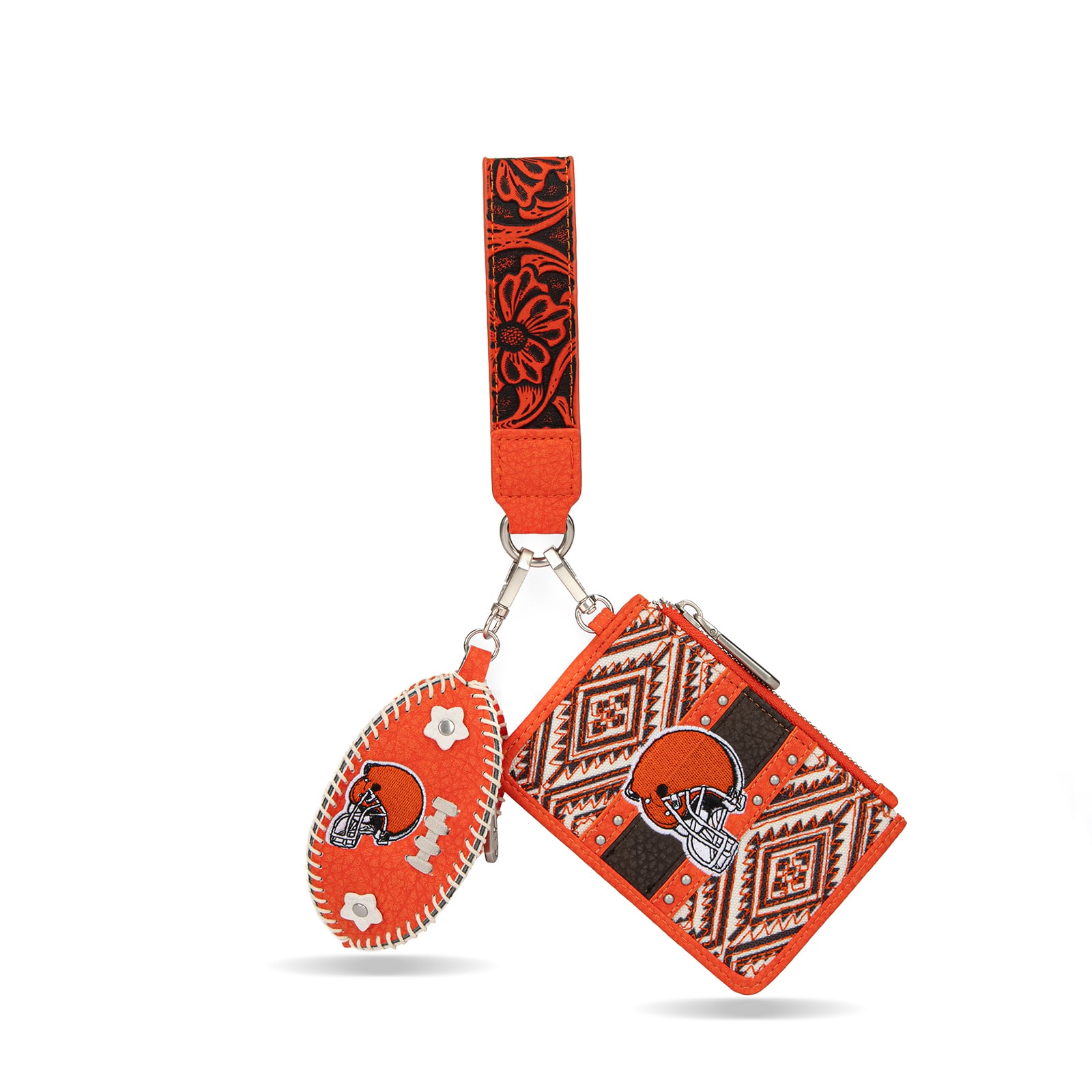 Portefeuille et bracelet porte-clés football Montana West Cleveland Browns pour femme