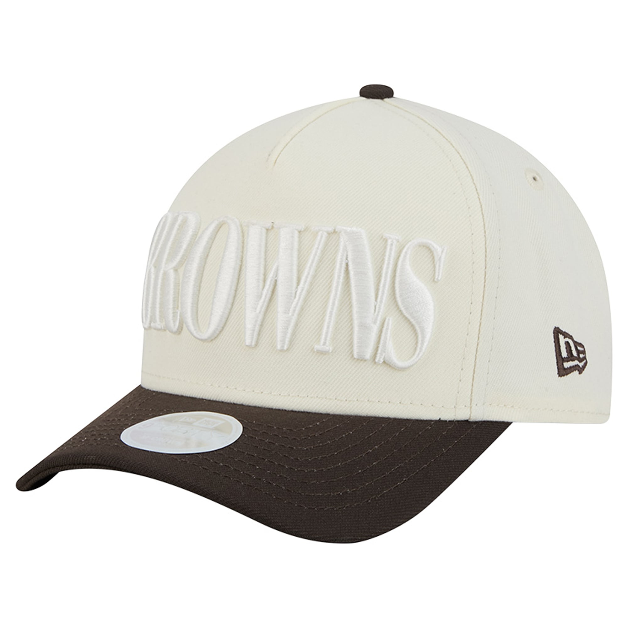 Women's New Era Cream/Brown Cleveland Browns Tonal A-Frame 9FORTY Adjustable Hat