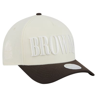 Cleveland Browns New Era Women's Tonal A-Frame 9FORTY Adjustable Hat - Cream/Brown