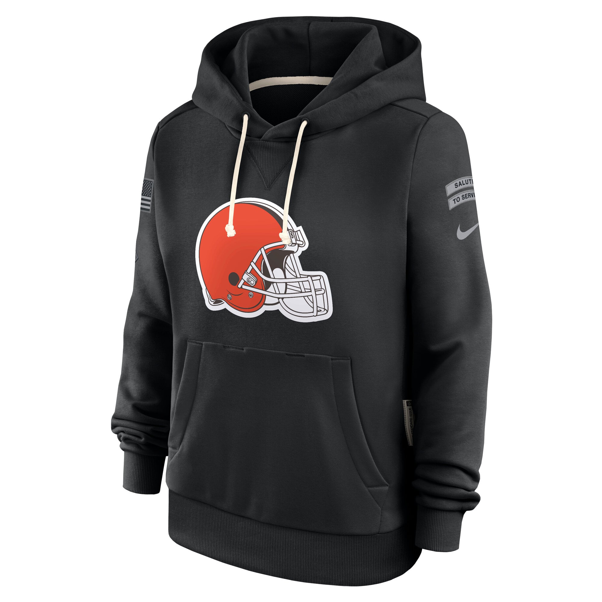 Sweat à capuche Nike noir Cleveland Browns 2026 Salute to Service Sideline Dri-FIT pour femme