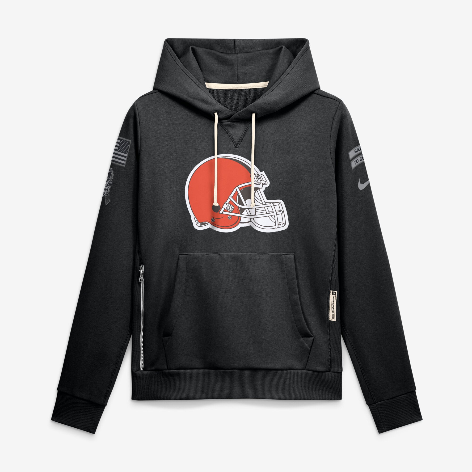 Sweat à capuche Nike noir Cleveland Browns 2026 Salute to Service Sideline Dri-FIT pour femme