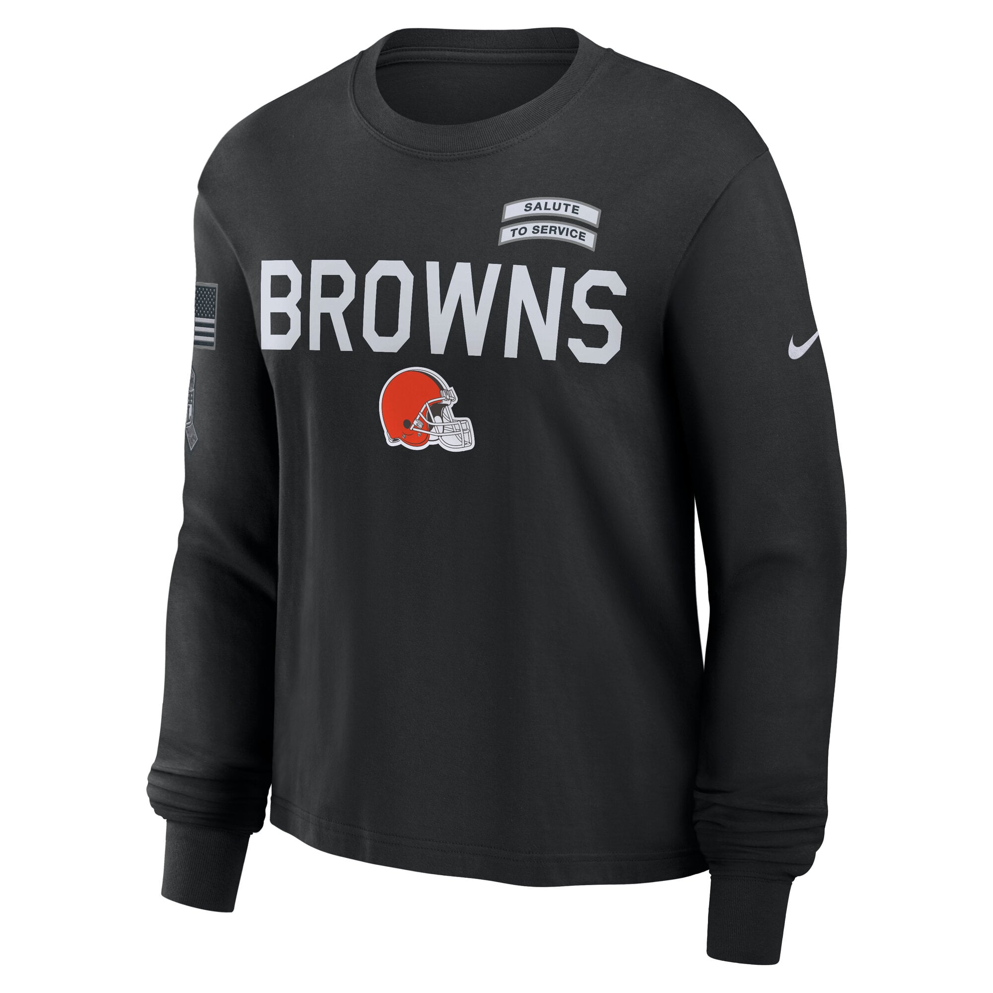 T-shirt à manches longues Nike noir pour femme Cleveland Browns 2026 Salute to Service Sideline