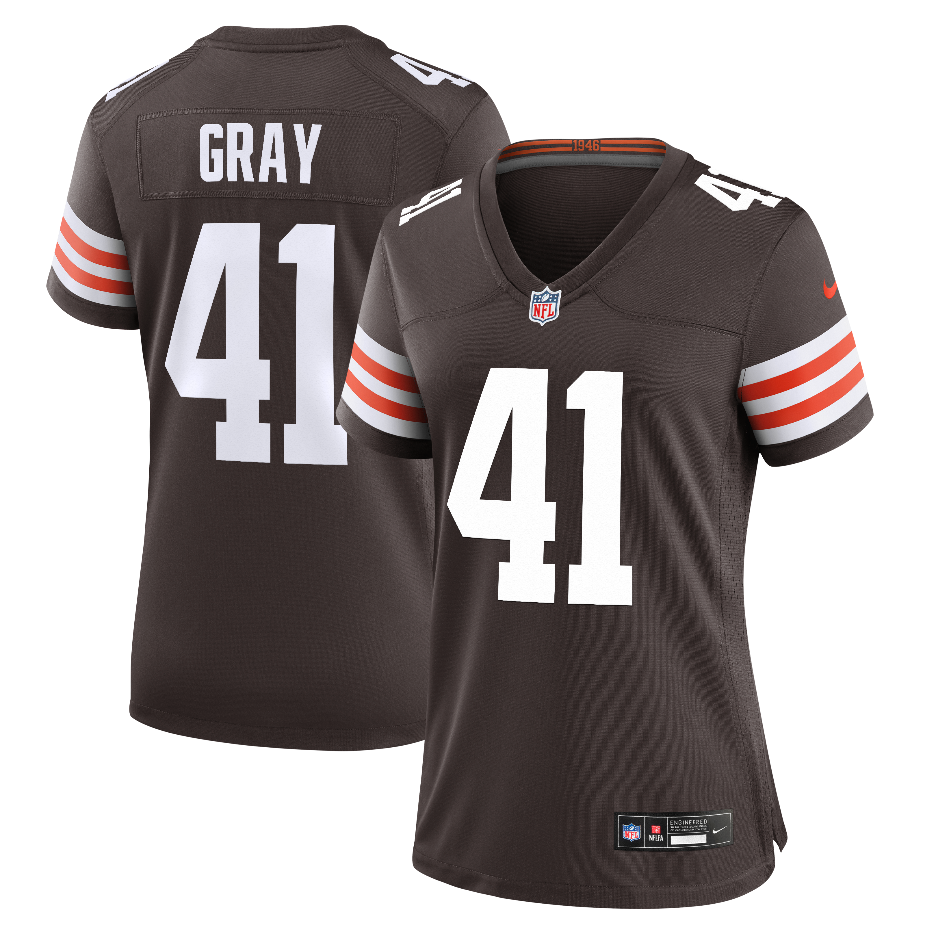 Maillot de match Nike Eric Gray marron des Cleveland Browns pour femmes