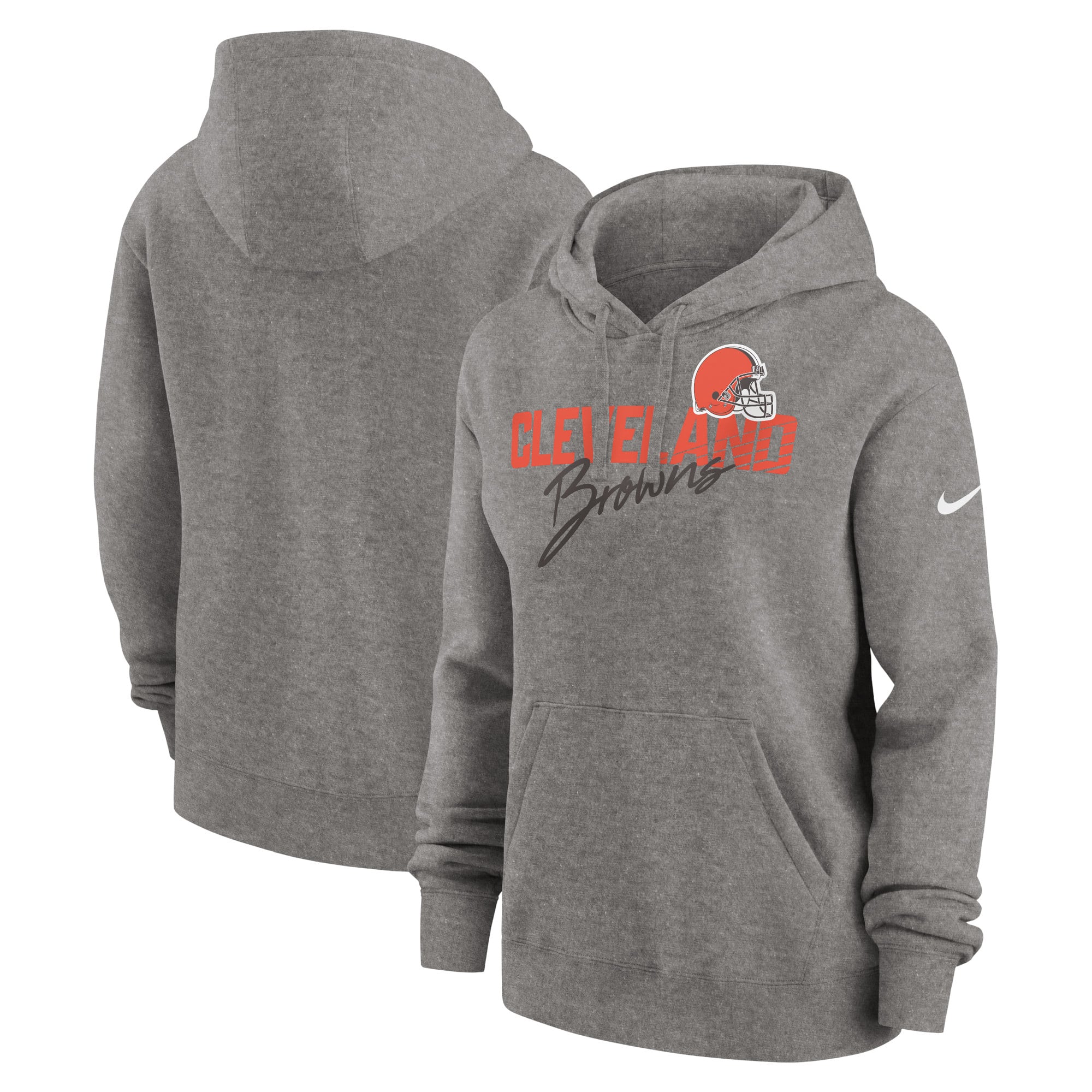 Sweat à capuche en polaire Nike Heather Gray Cleveland Browns Wordmark Club pour femme