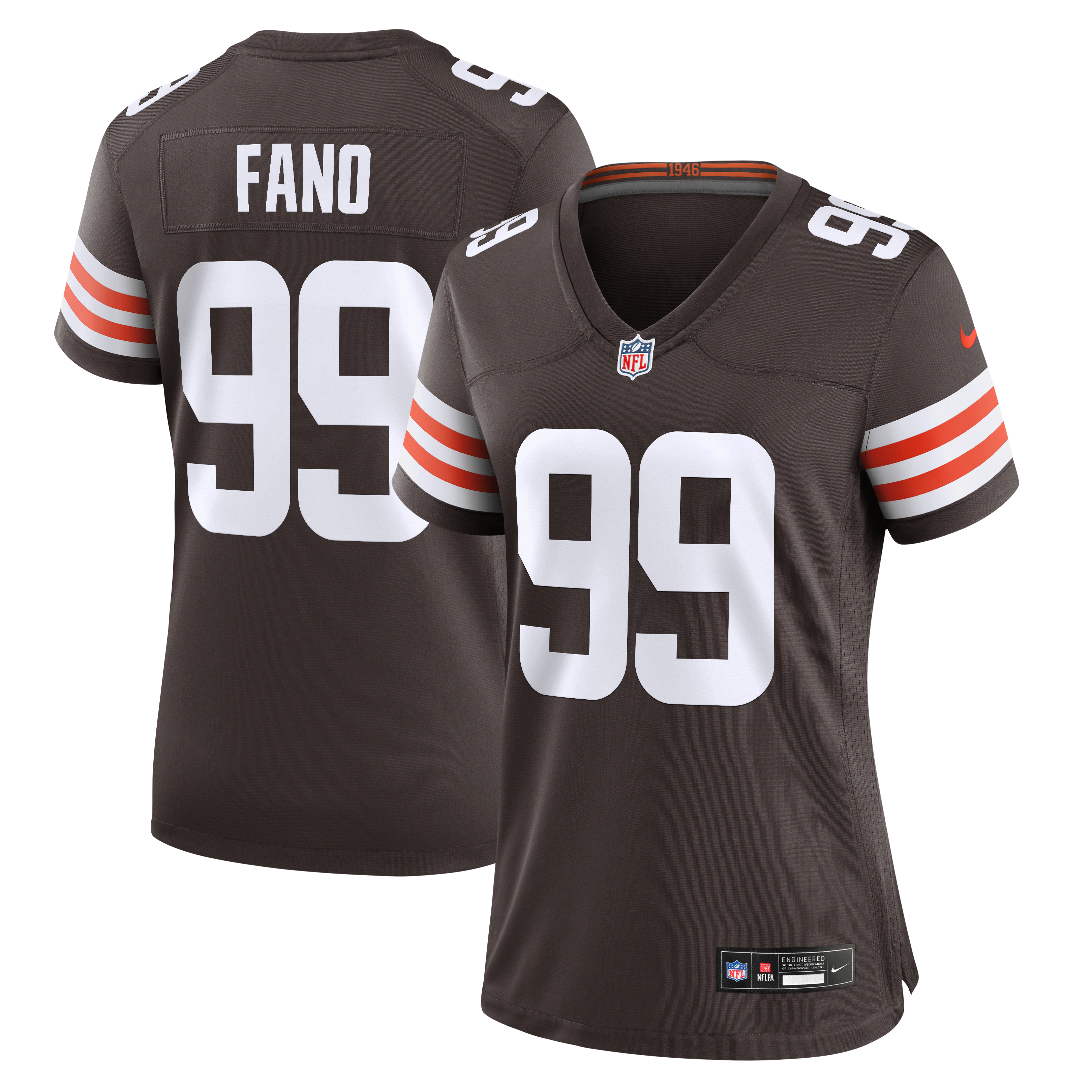 Maillot de match Nike Logan Fano marron des Cleveland Browns pour femmes