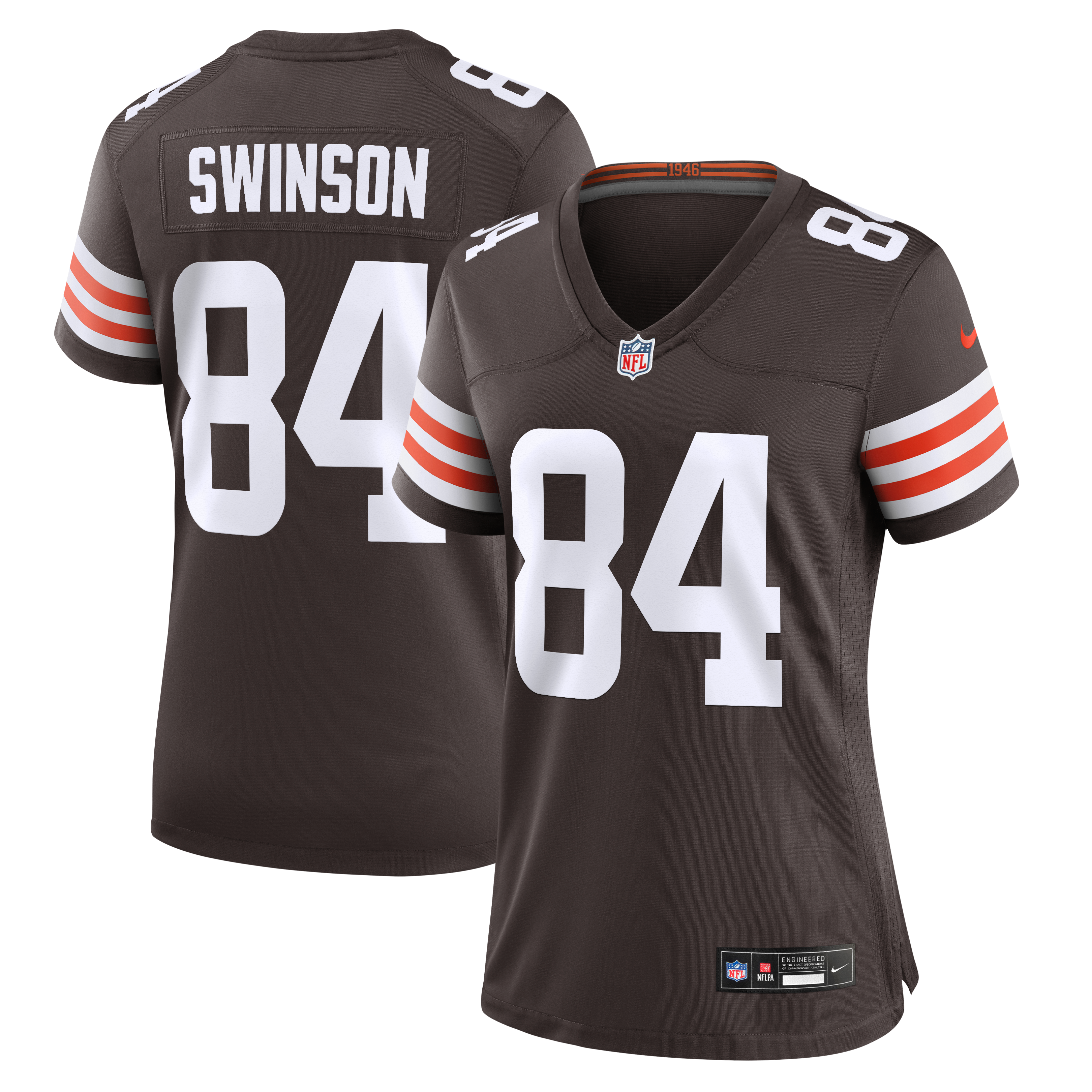 Maillot de match Nike Messiah Swinson marron des Cleveland Browns pour femmes
