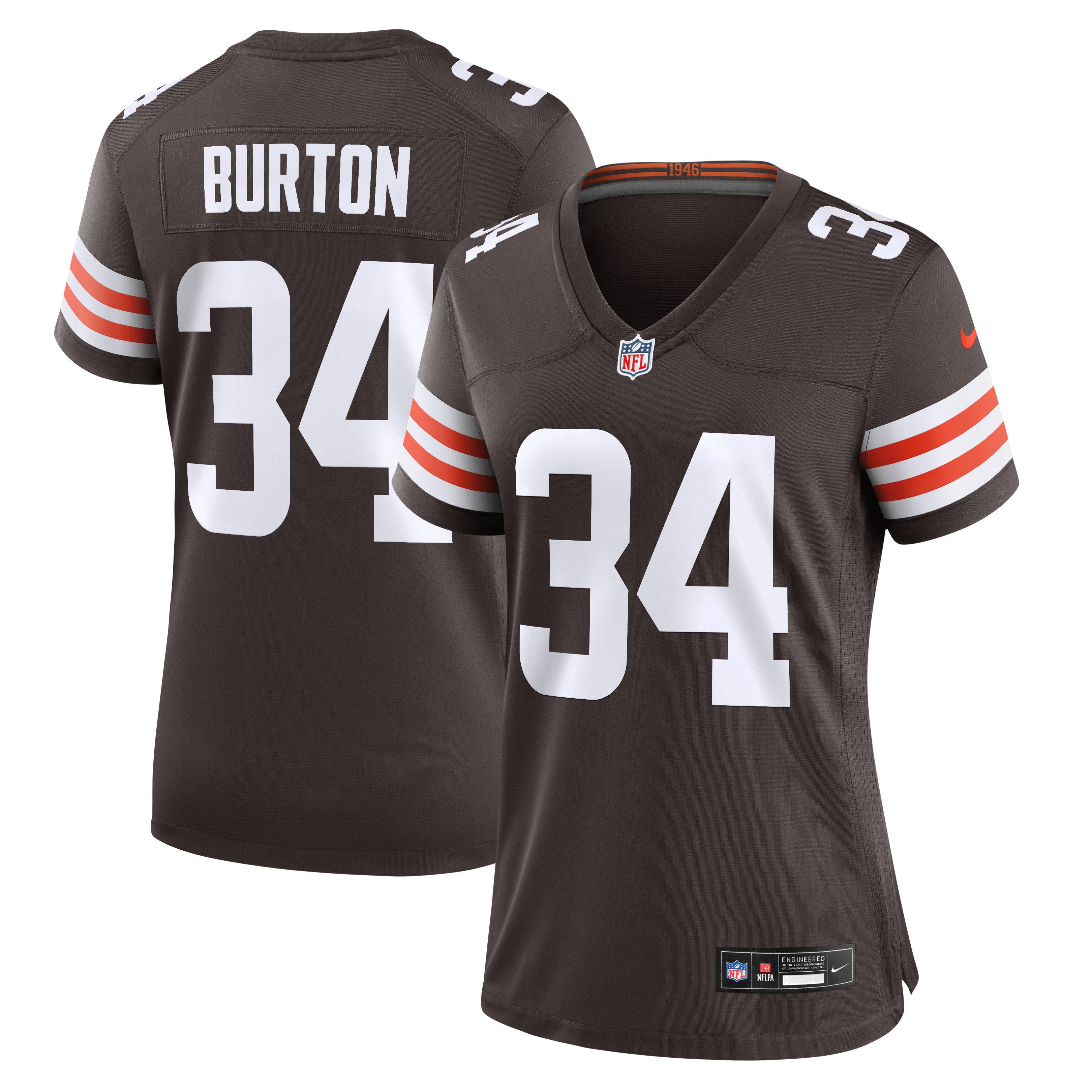 Maillot de match Nike Michael Burton Brown des Cleveland Browns pour femmes