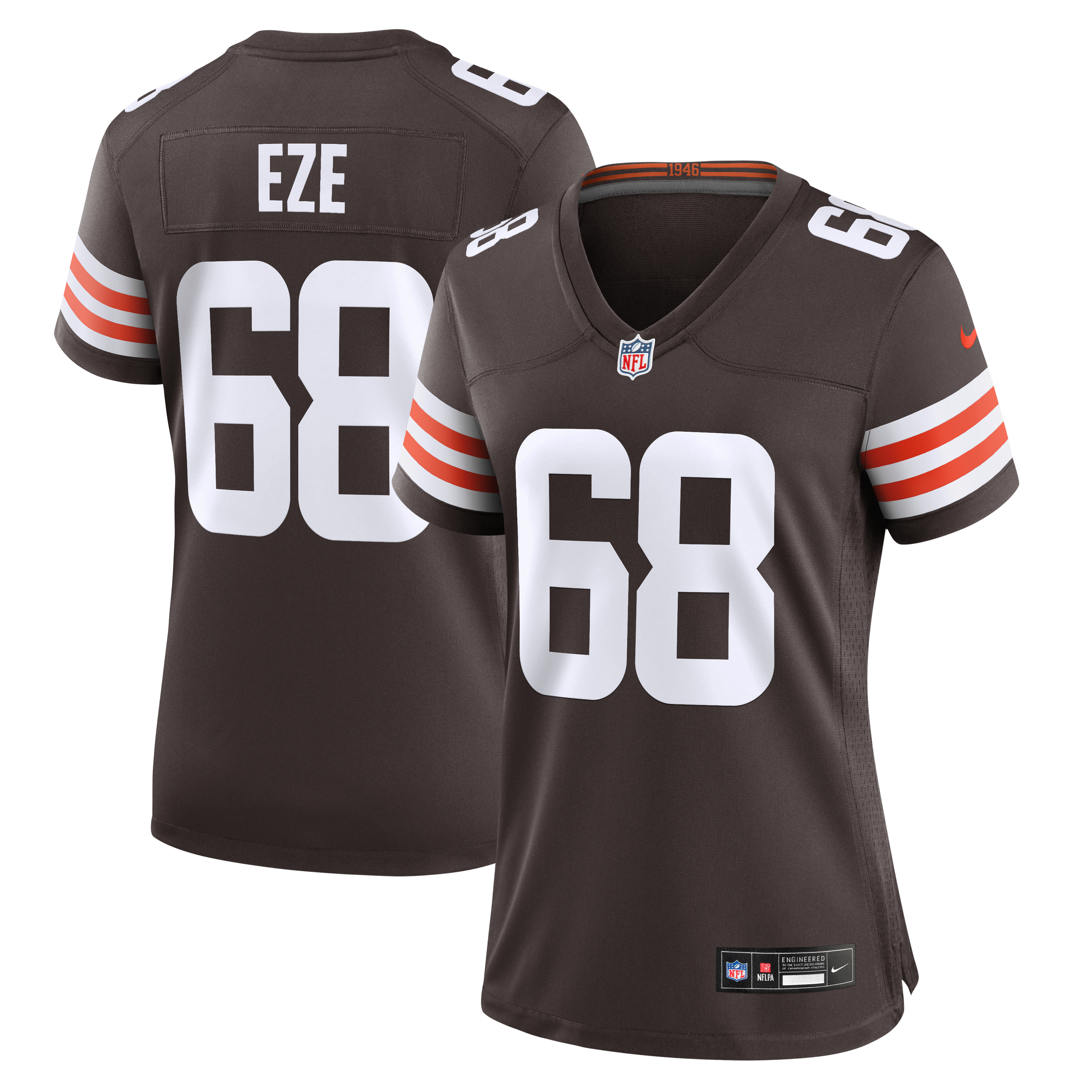 Maillot de match Nike Obinna Eze Brown pour femme, équipe des Cleveland Browns