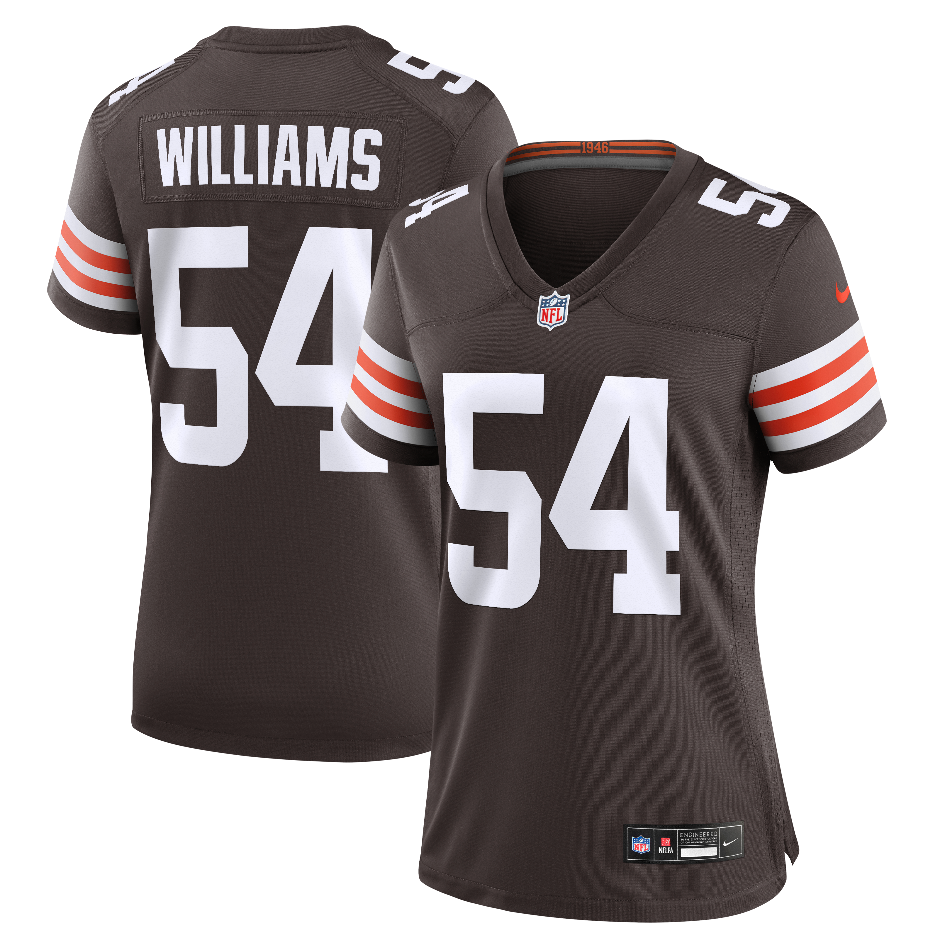 Maillot de match Nike Sam Williams marron des Cleveland Browns pour femmes