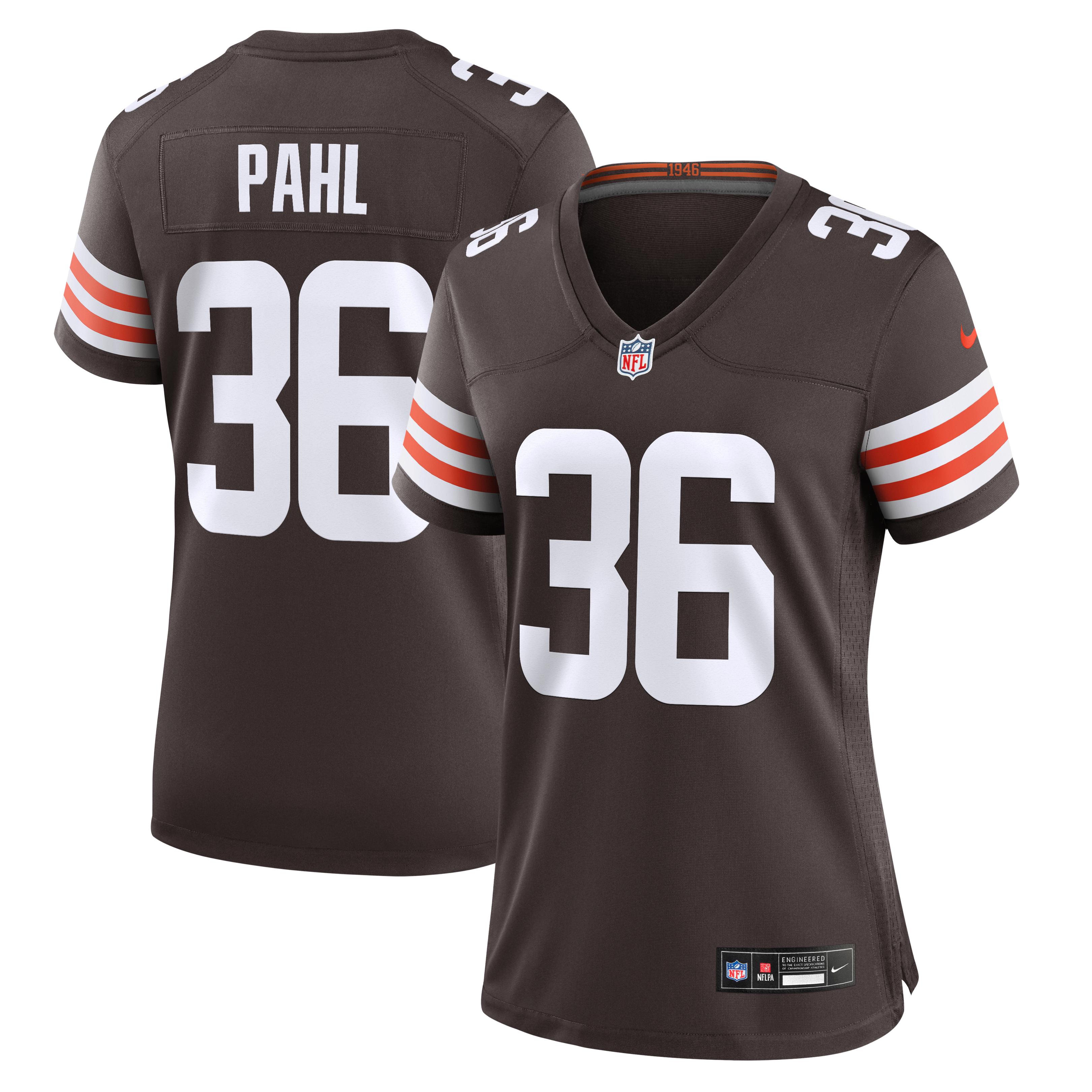 Maillot de match Nike Wes Pahl Brown des Cleveland Browns pour femmes