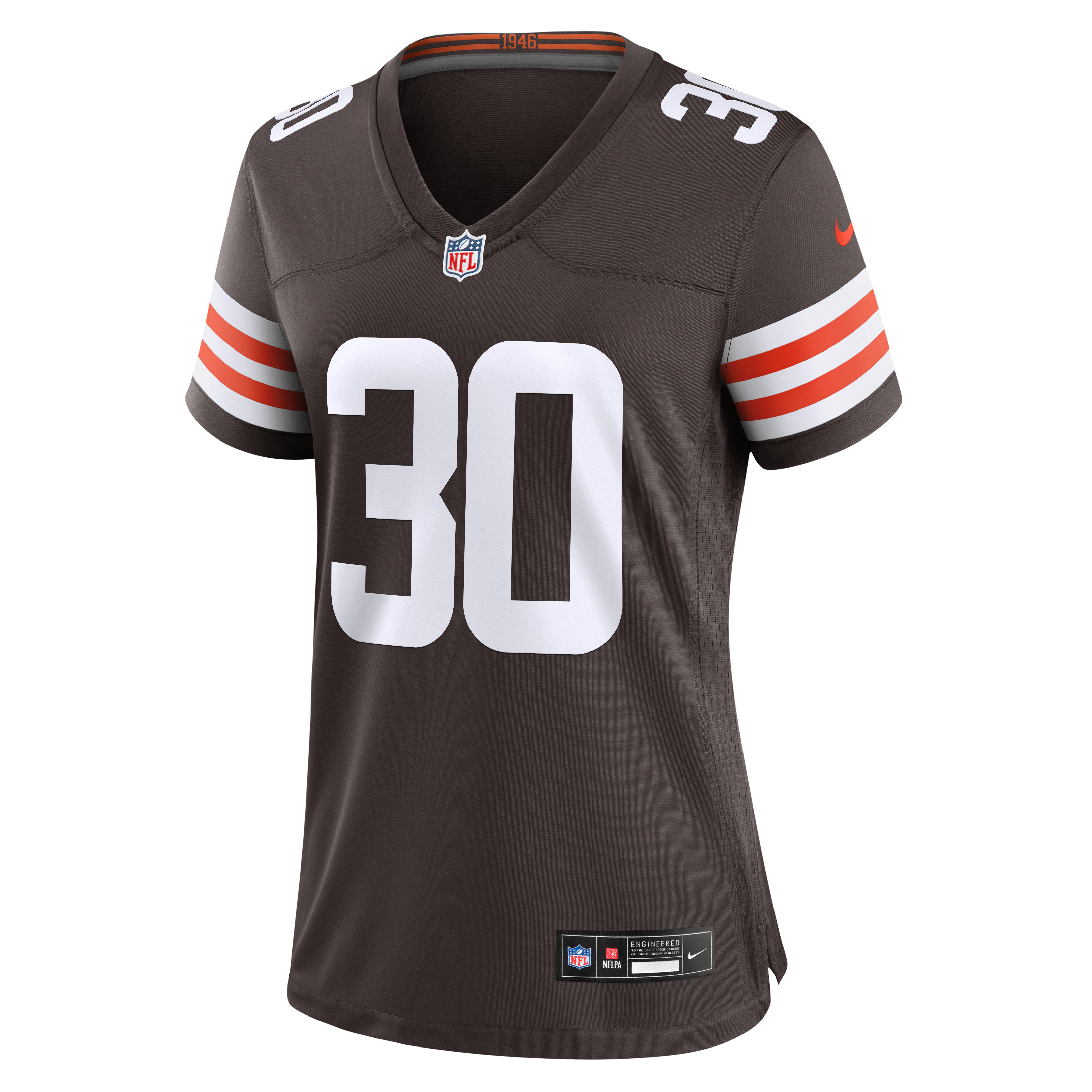 Maillot de match Nike Zion Washington Brown pour femme, équipe des Cleveland Browns