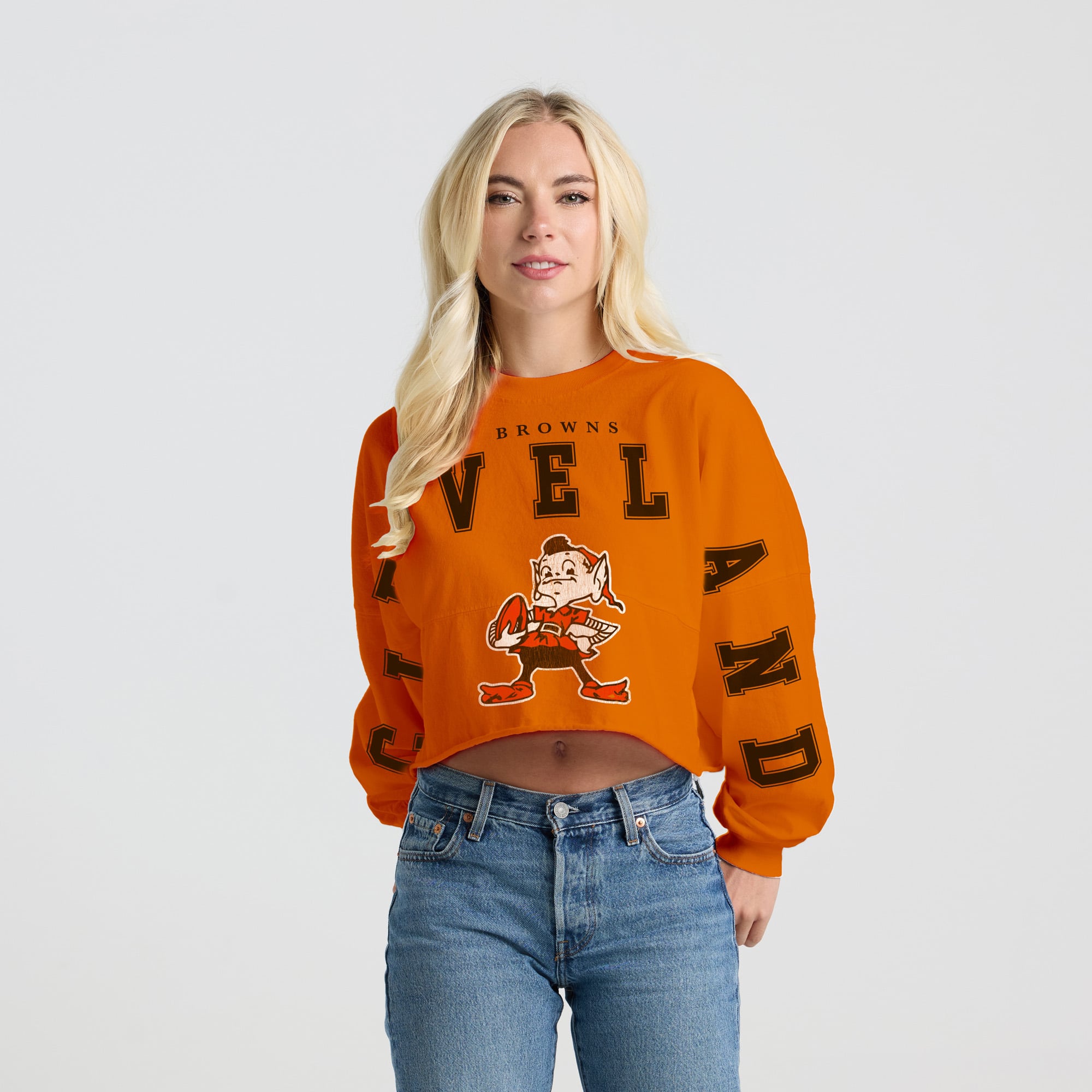 T-shirt court à manches longues Spirit Jersey orange Cleveland Browns pour femmes