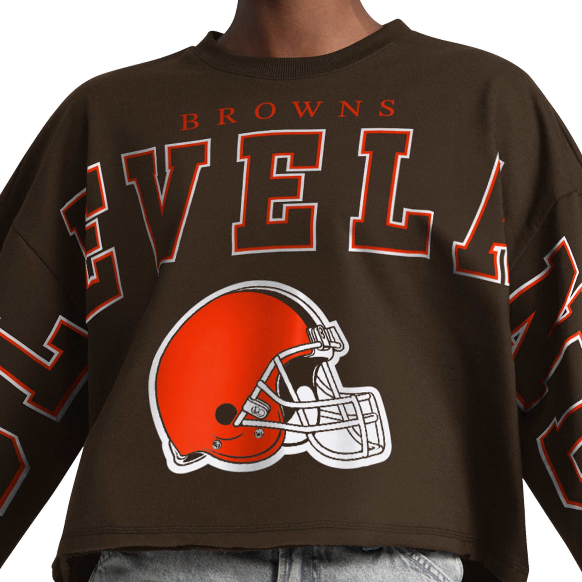 Sweat-shirt court Starter marron pour femmes, Cleveland Browns Bleachers
