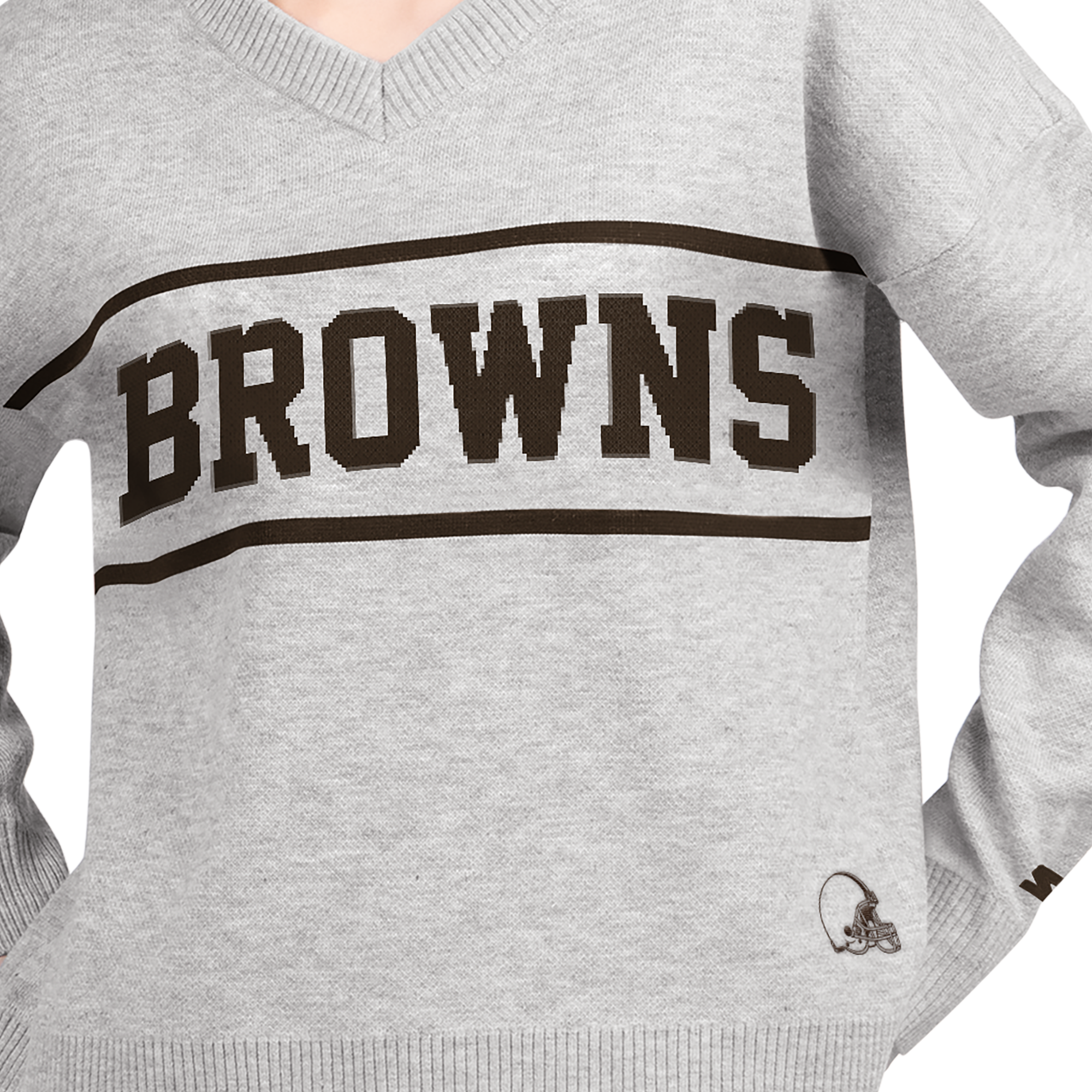 Pull à col en V gris Starter pour femme, Cleveland Browns Best Shot