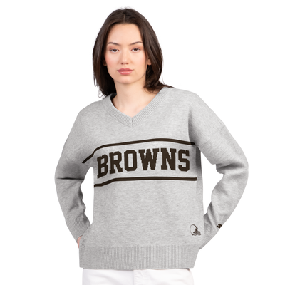 Cleveland Browns Starter Women's Best Shot V-Neck Sweater - Gray