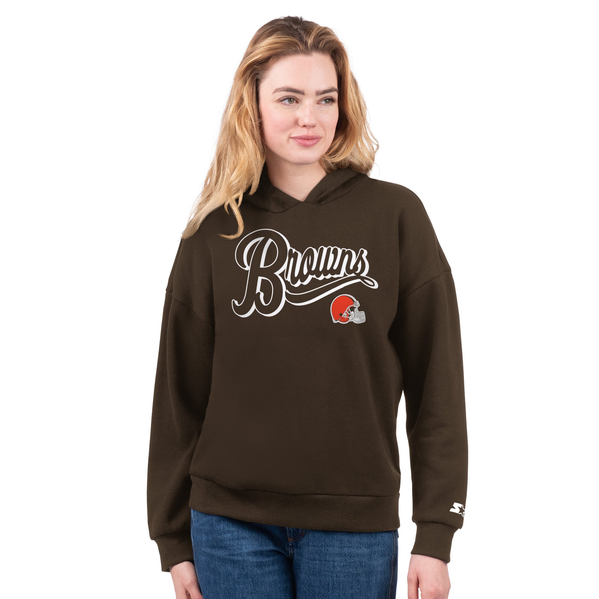 Ensemble sweat à capuche et t-shirt Cleveland Browns orange/marron pour femme