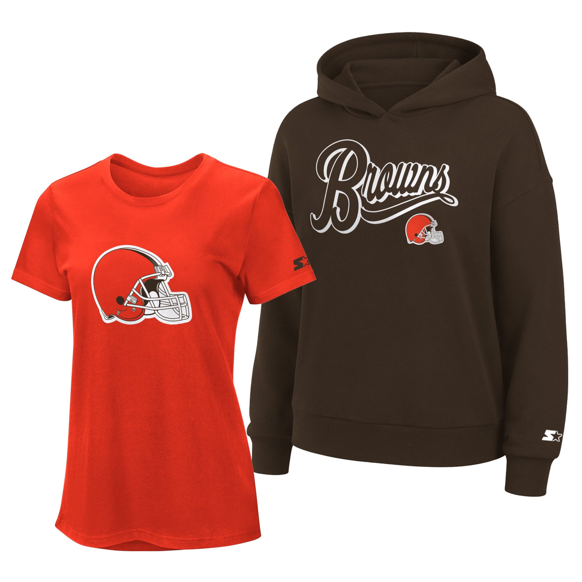 Ensemble sweat à capuche et t-shirt Cleveland Browns orange/marron pour femme