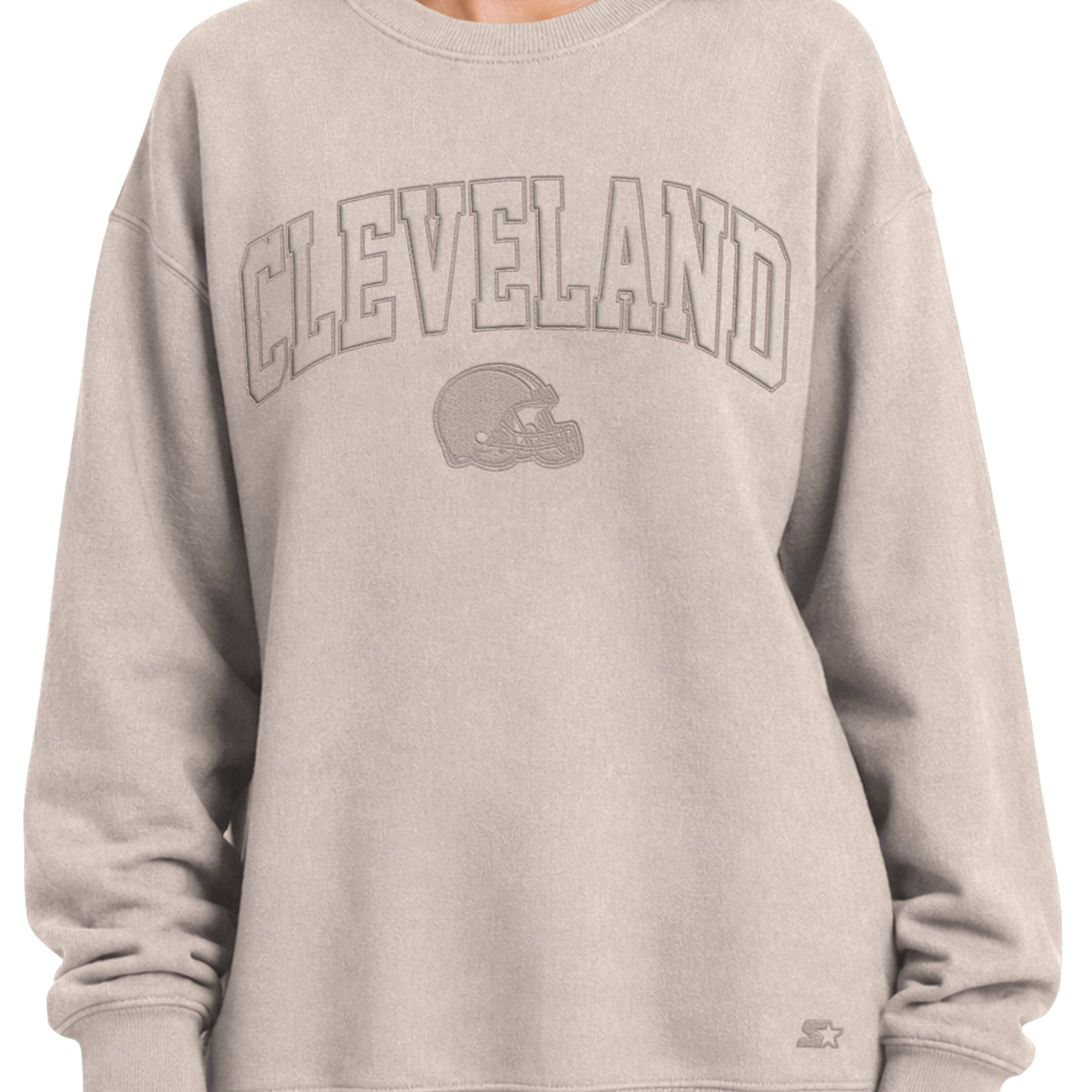 Women's Starter  Tan Cleveland Browns Athleisure Oversized Fleece Sweatshirt