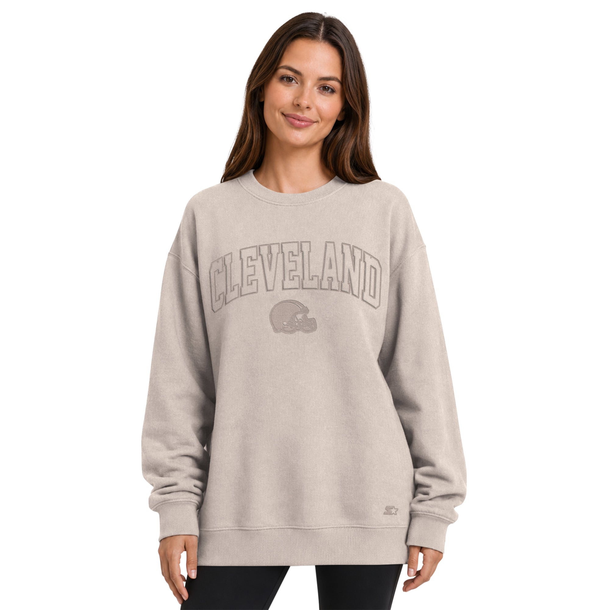 Sweat-shirt oversize en polaire couleur beige Cleveland Browns pour femme, de la marque Starter.