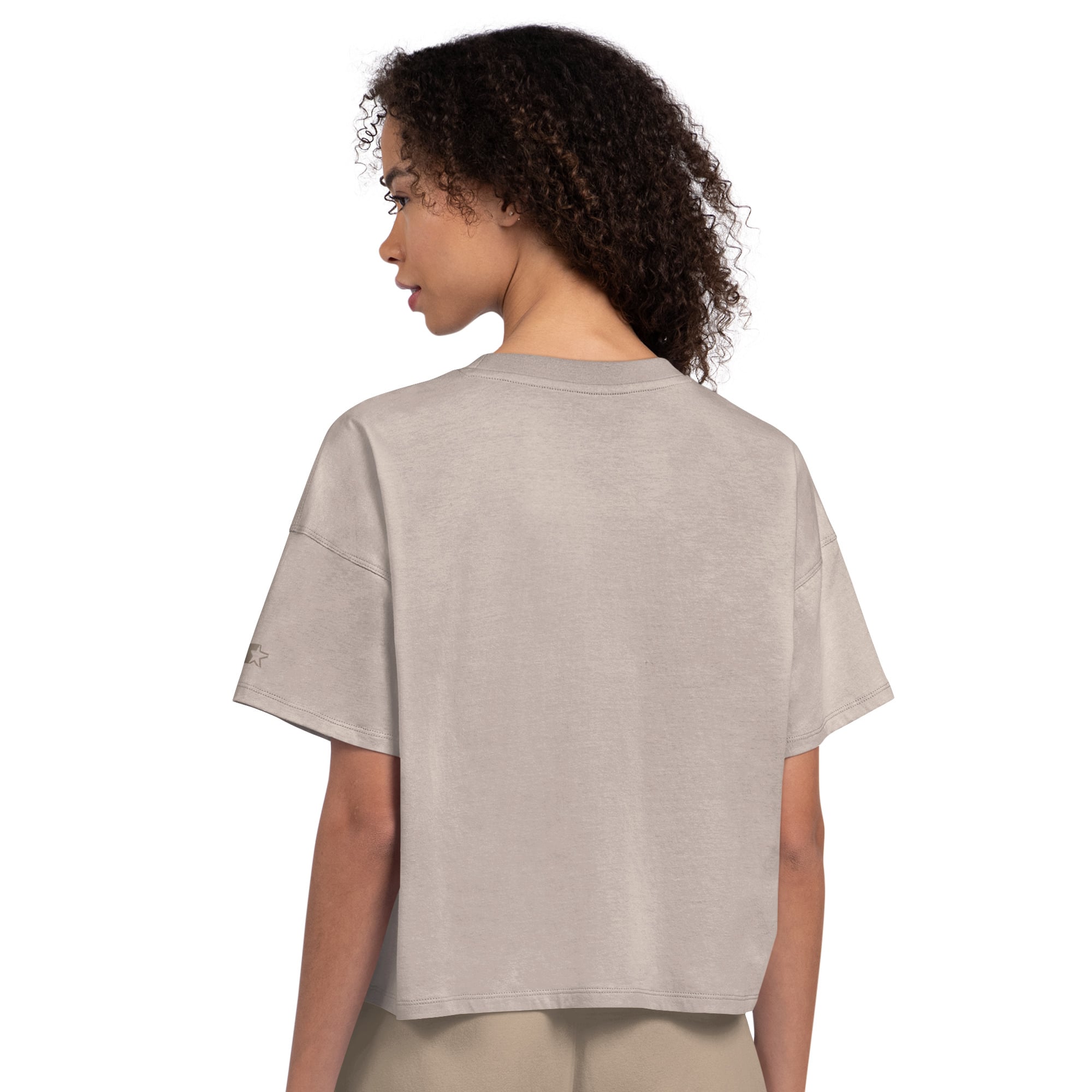 T-shirt court à strass Cleveland Browns couleur beige pour femme, de la marque Starter.