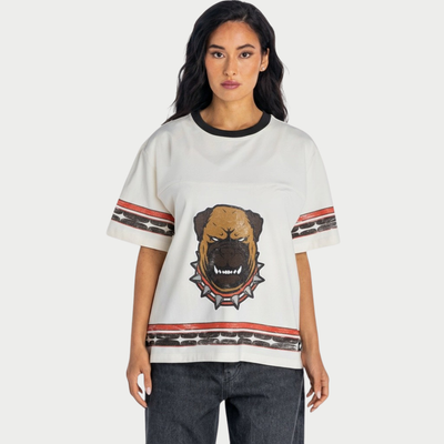  Cleveland Browns The Wild Collective Women's Oversized Established Boyfriend T-Shirt - Cream
