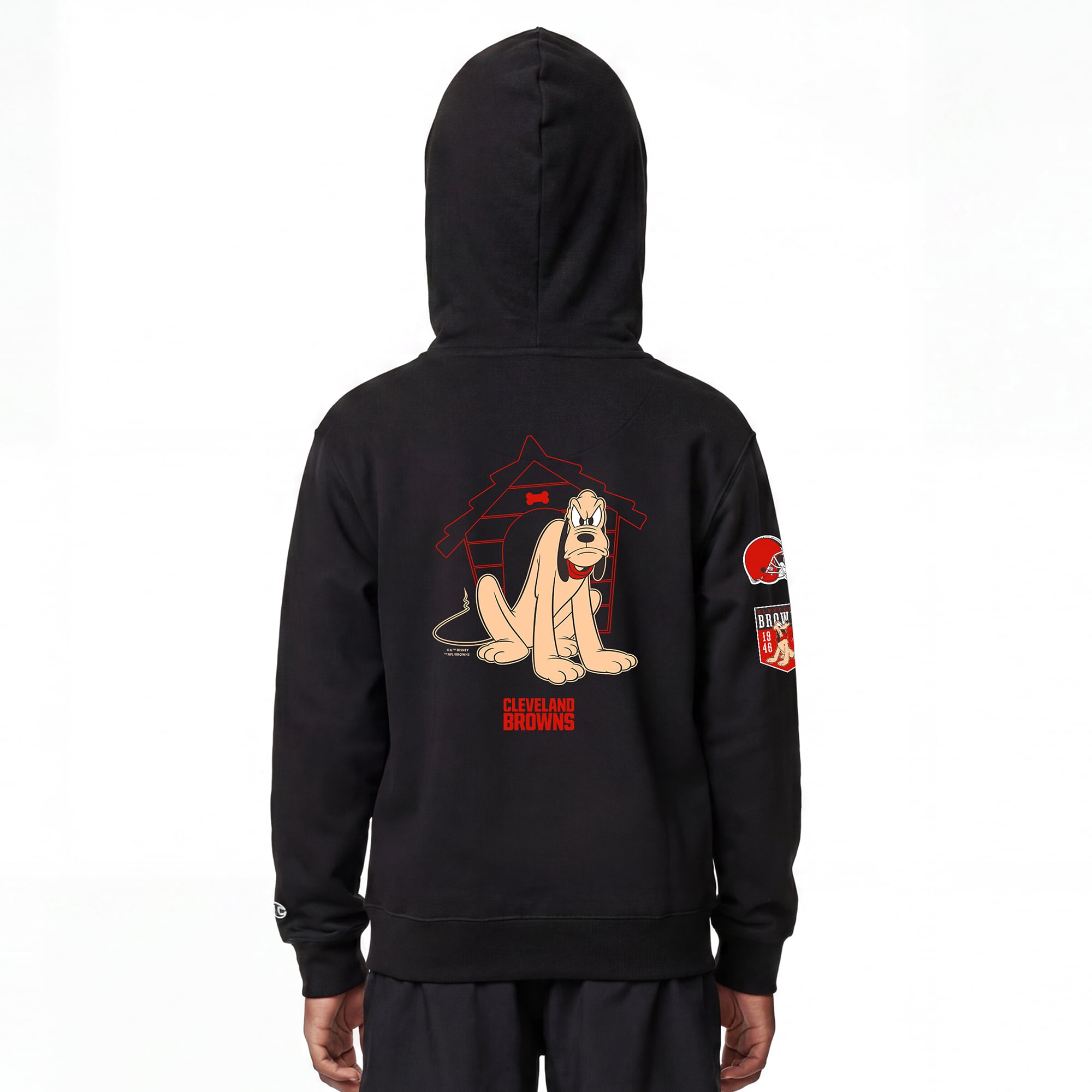 Youth Disney x Champion Black Cleveland Browns Pluto Full-Zip Hoodie