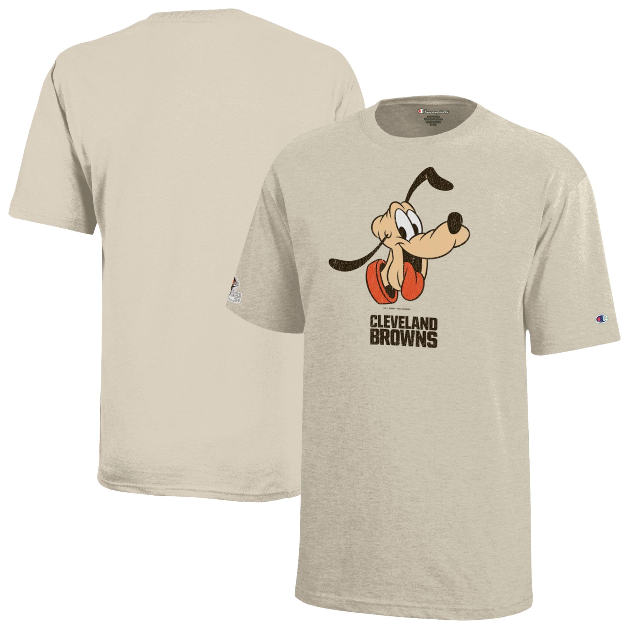 Youth Disney x Champion Oatmeal Cleveland Browns Pluto T-Shirt